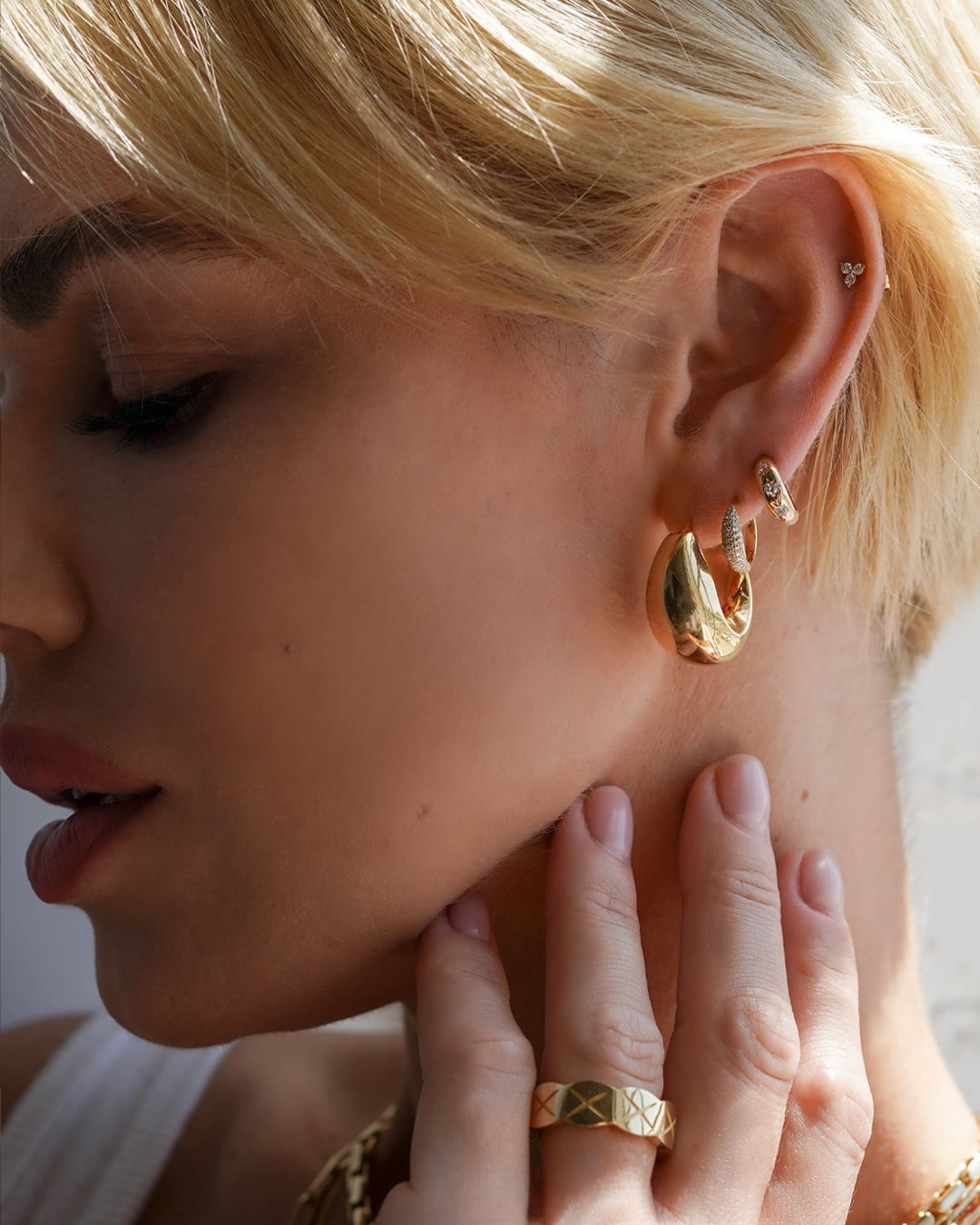 Diamond Trio Stud Earrings