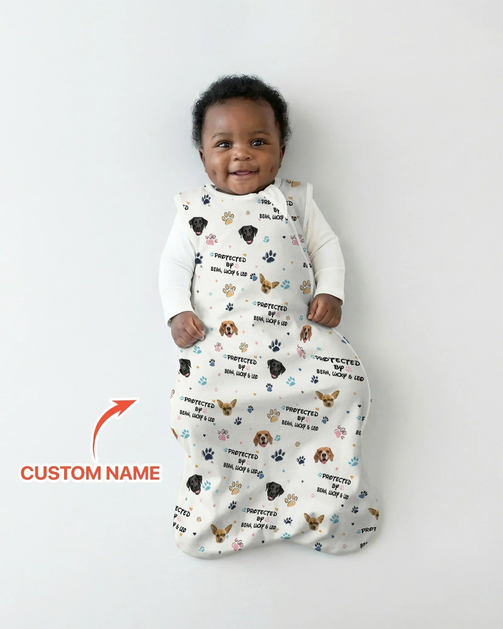 Custom Dog Photo Pattern Protected By Bamboo Sleep Bag