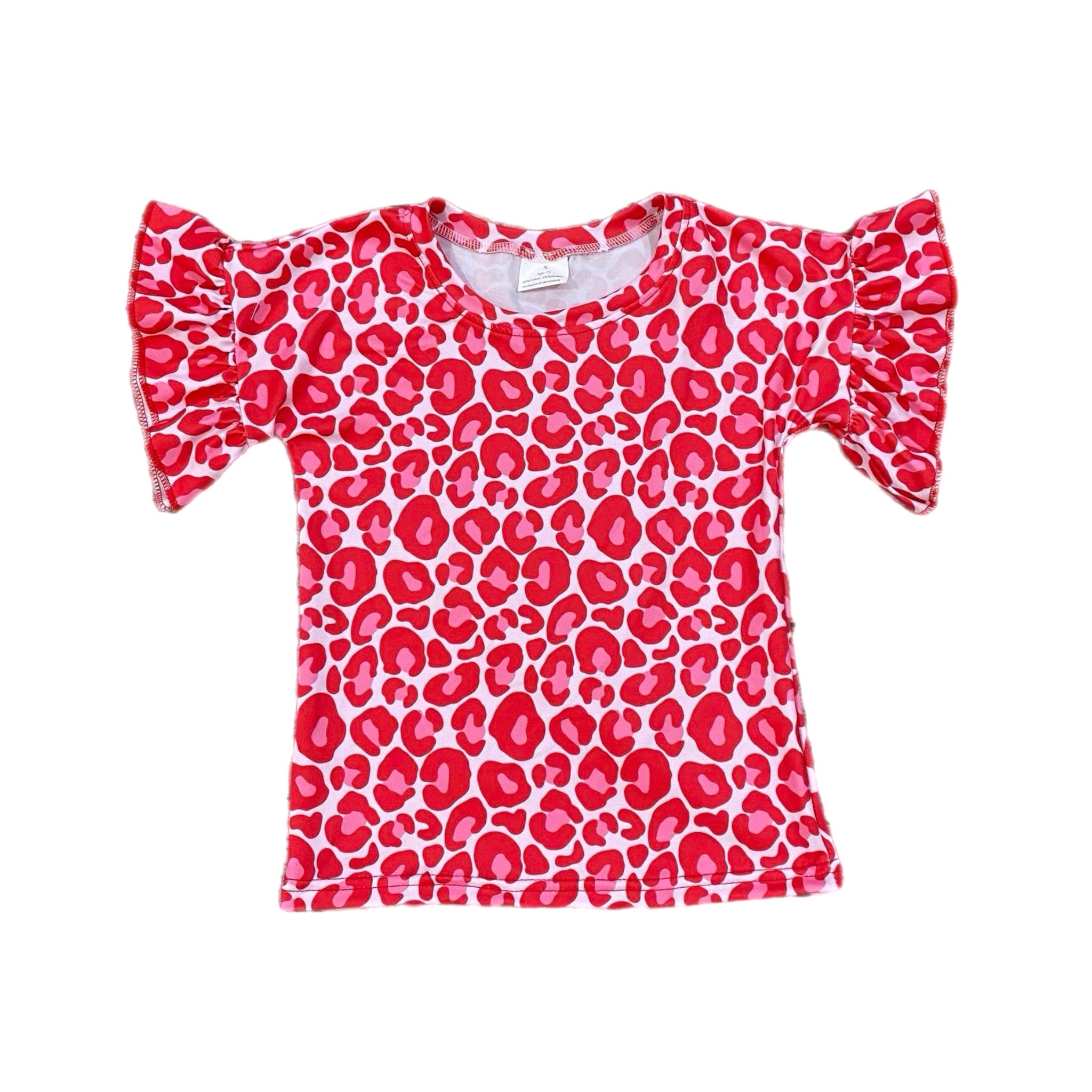 Red Leopard Ruffle Top