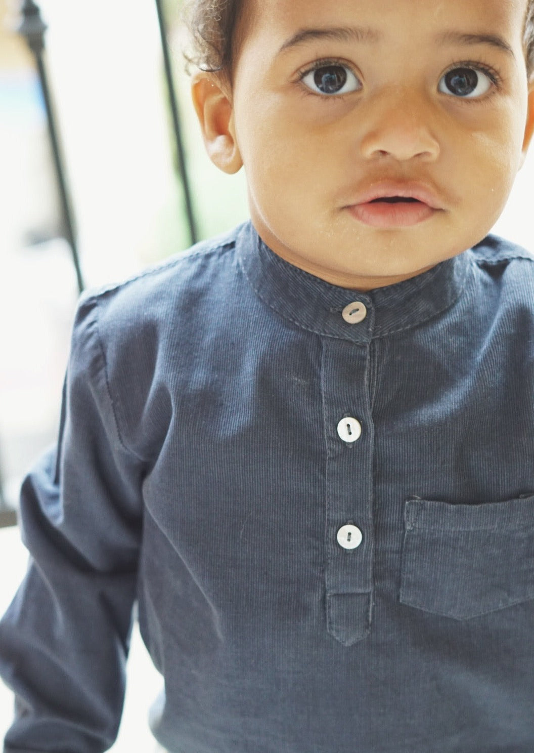 Milo | Corduroy Long Sleeve Button Shirt | Dusk