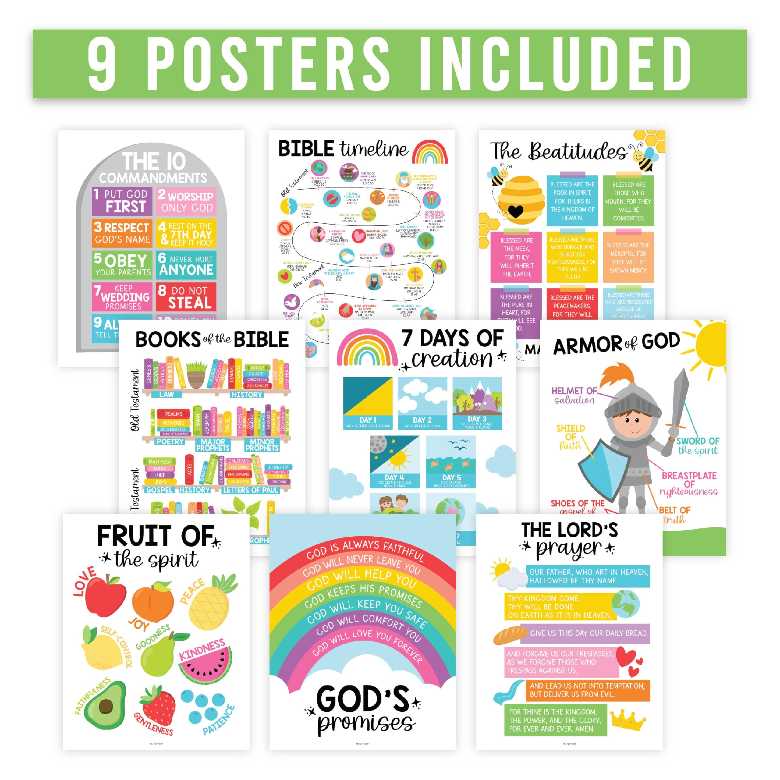 Bible Learning Kit, Colorful 9 Poster Pack