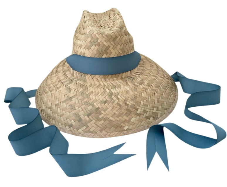 Begonia Sun Hat - Long French Blue Grosgrain Ribbon