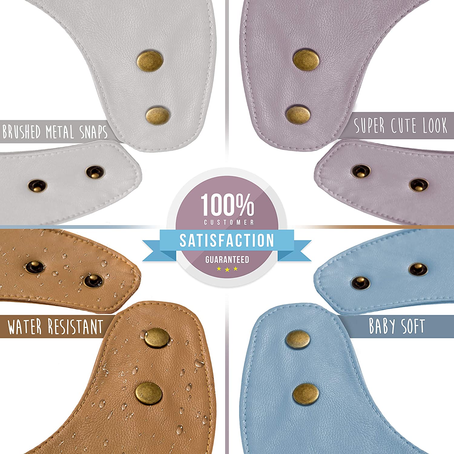 Modern - Set Of Soft Vegan Leather Easy Clean Bibs 9-18 Months By Bleu La La