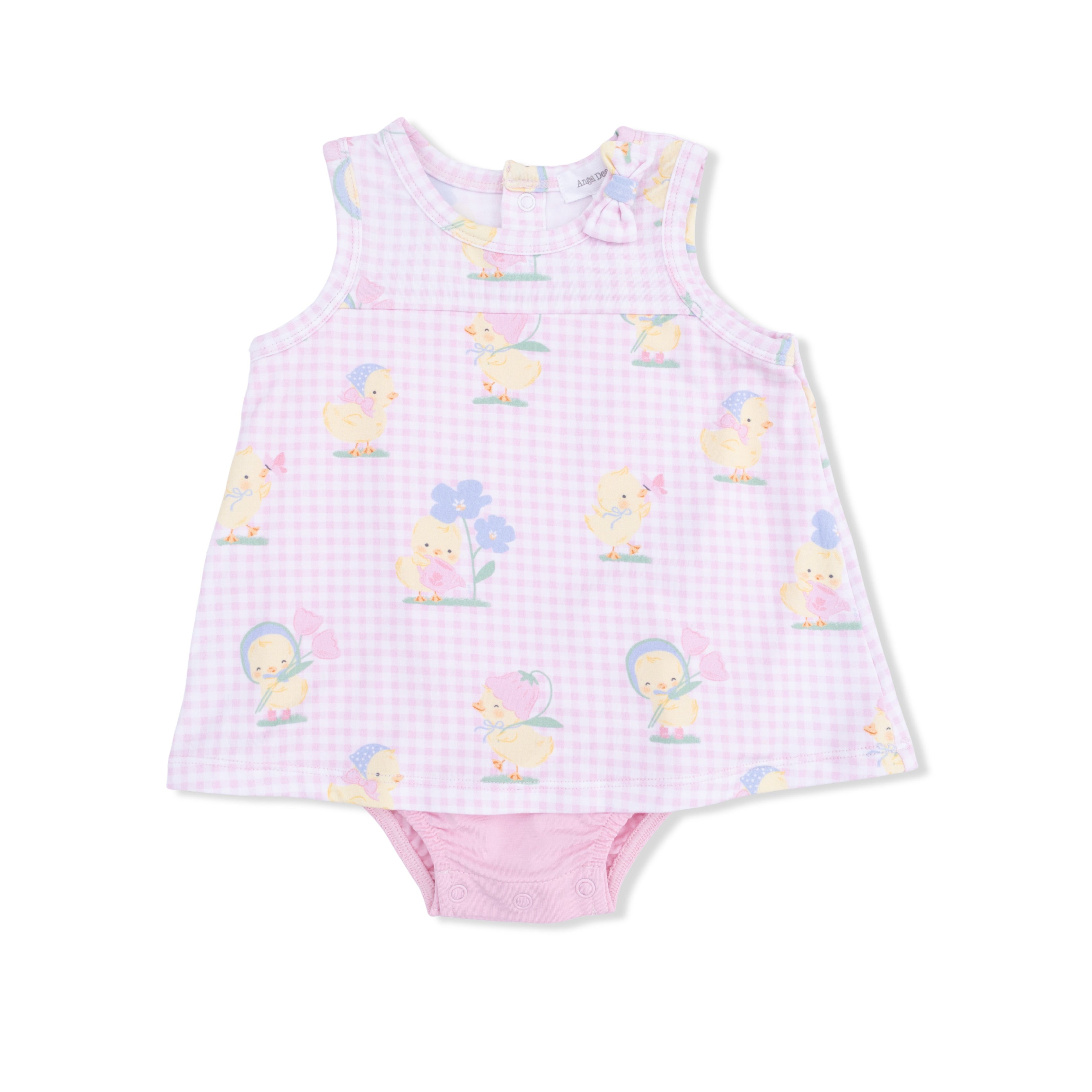 Vintage Spring Ducklings Pink - A-line Bodysuit Dress
