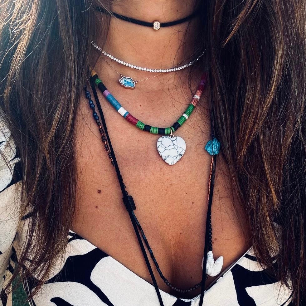 Shania White Quartz Heart Choker