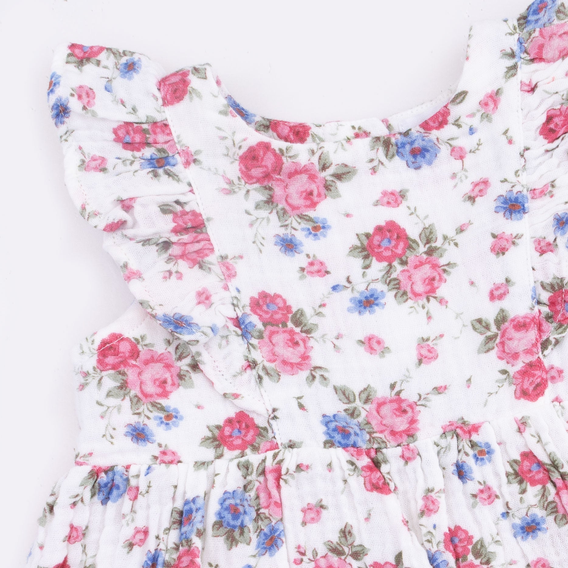 Cabbage Roses - Ruffle Sleeve Dress And Bloomer