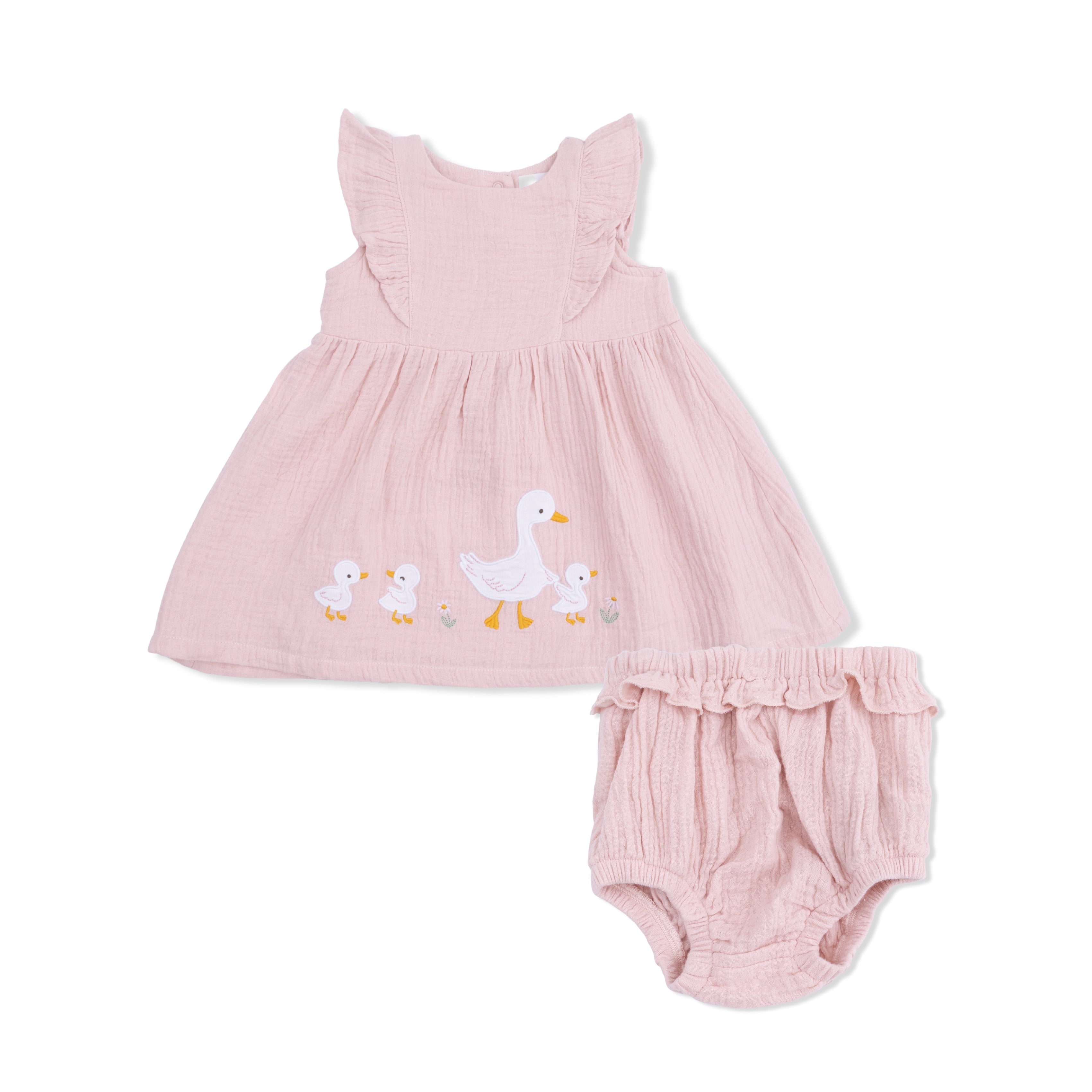 Lotus Flower Ducklings - Ruffle Sleeve Dress And Bloomer