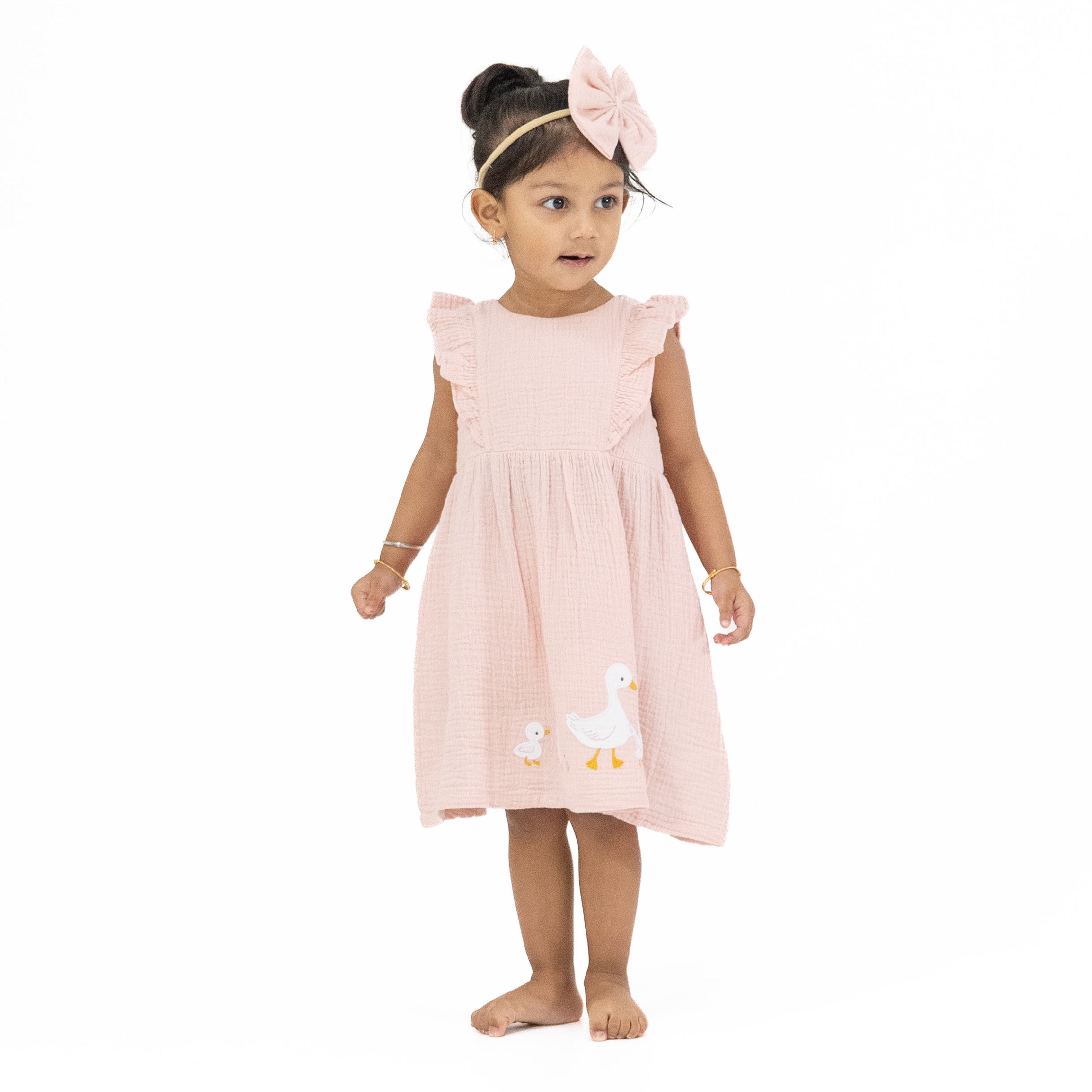 Lotus Flower Ducklings - Ruffle Sleeve Dress And Bloomer