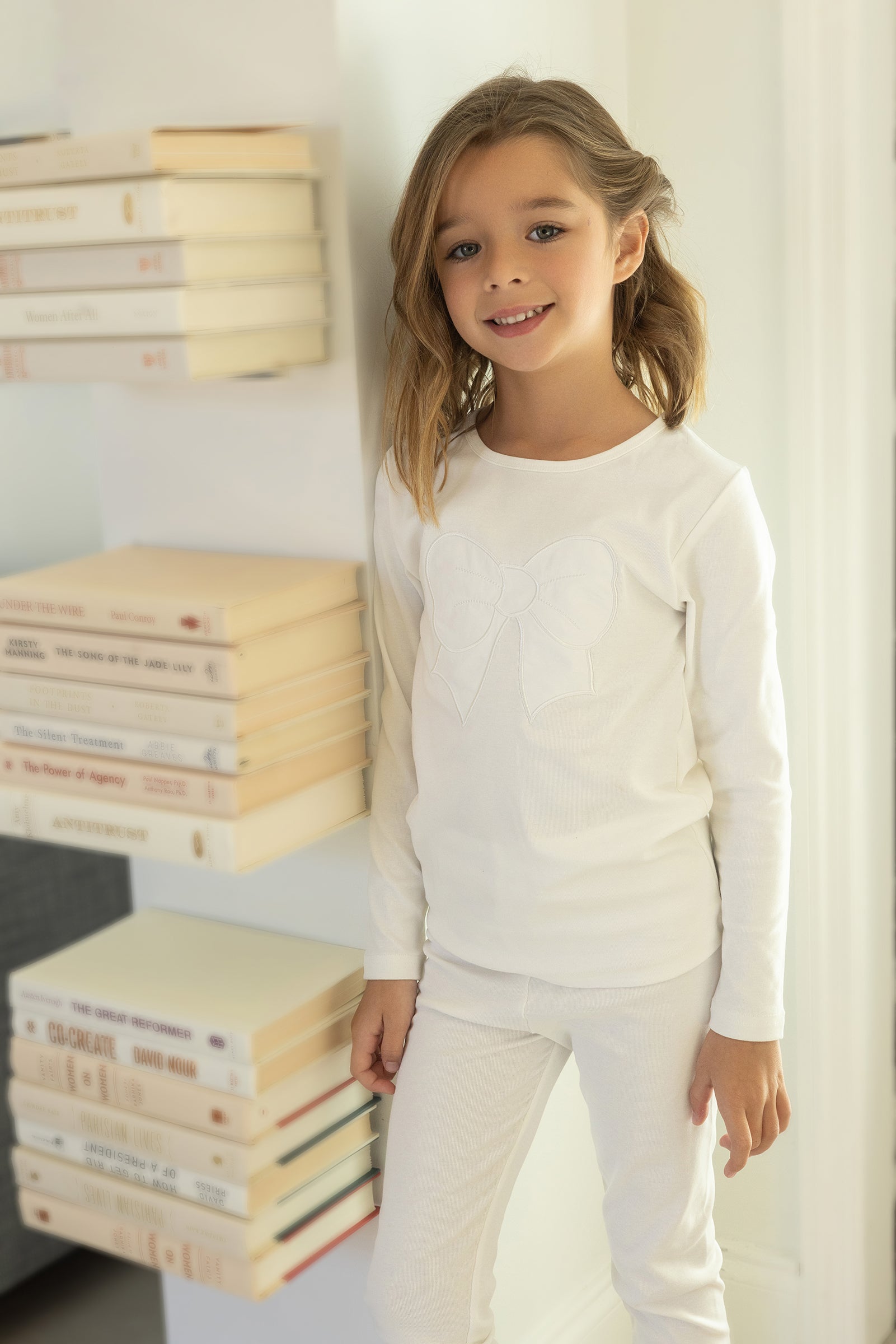 Girls Puffy Bow Loungewear Set