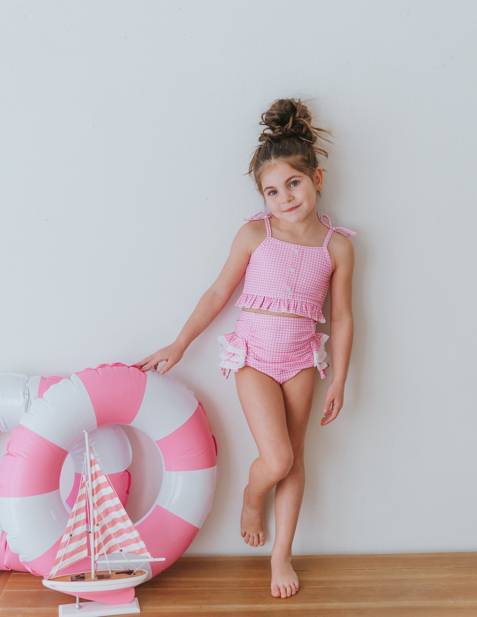 Paradise Pink Gingham High Waisted Bikini