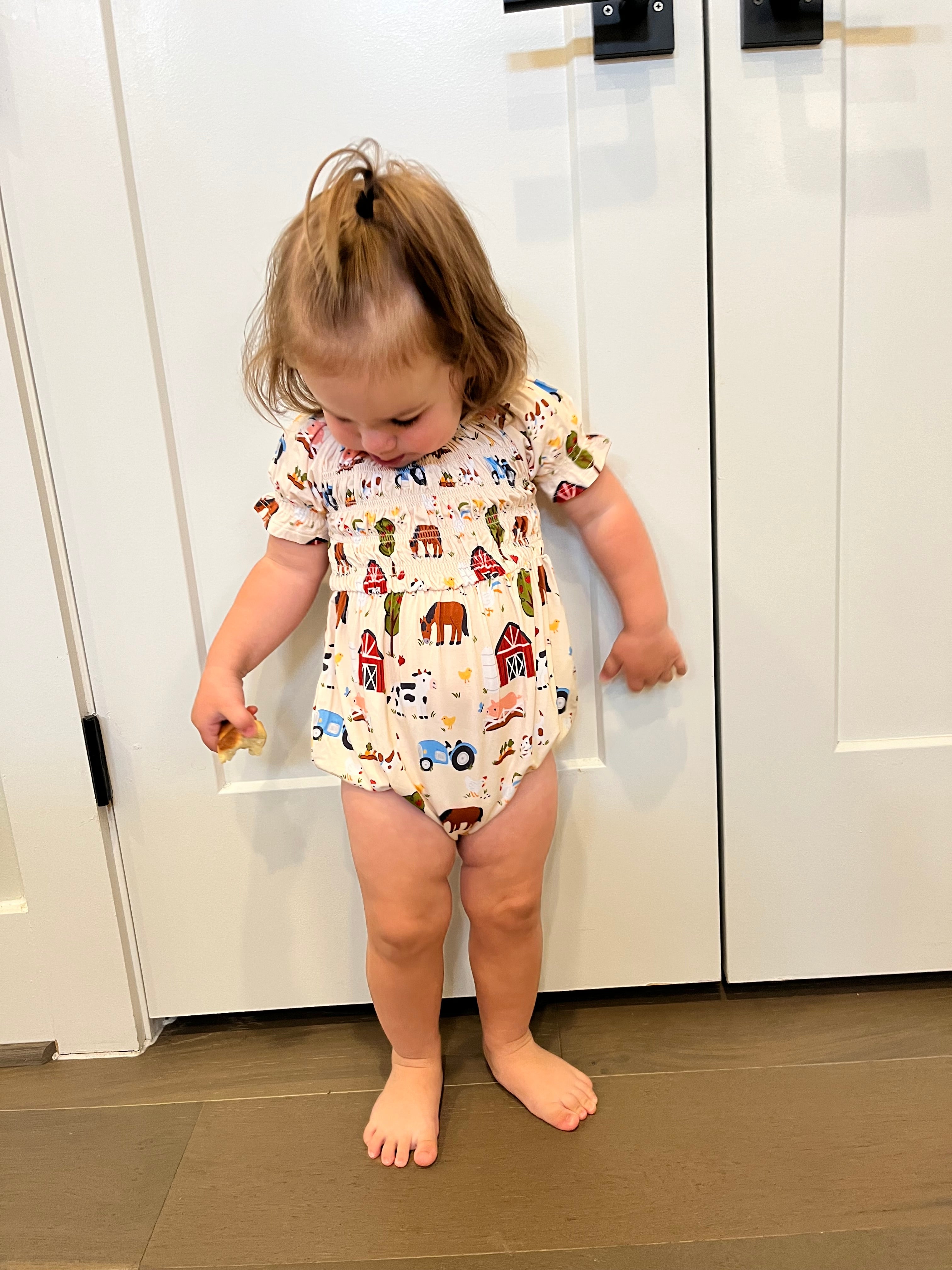 Tiny Farmers Smocked Bubble Romper