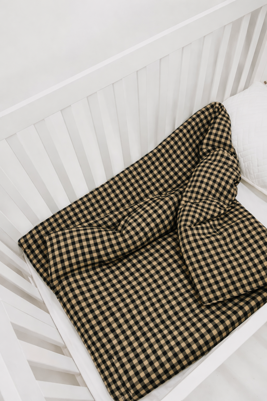 Cookie Brown Gingham Crib Quilted Blanket