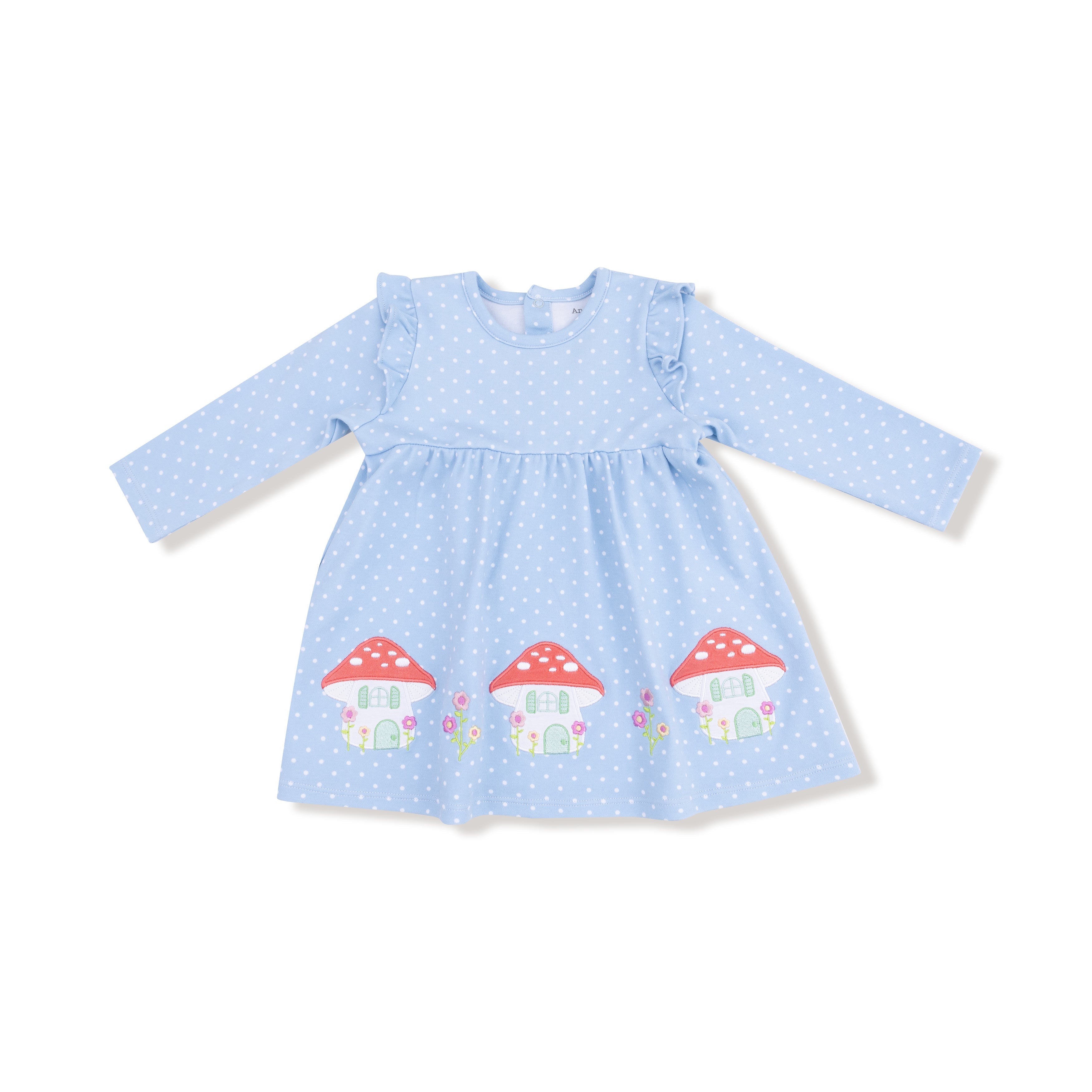 Mushroom House Long Sleeve Dress With Diaper Cover