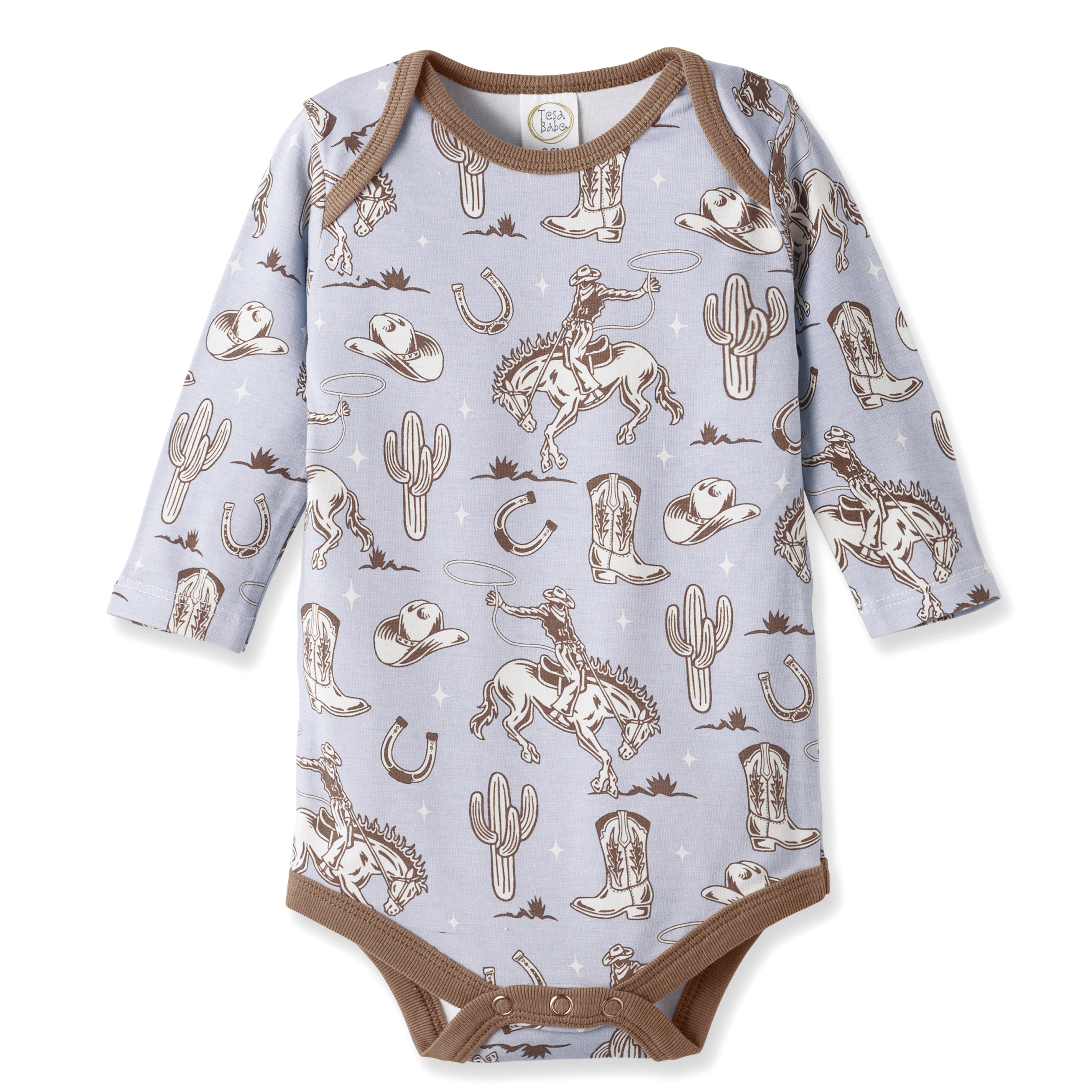 Wild Wrangler/blue Western Cowboy Bamboo Baby Boy Bodysuit