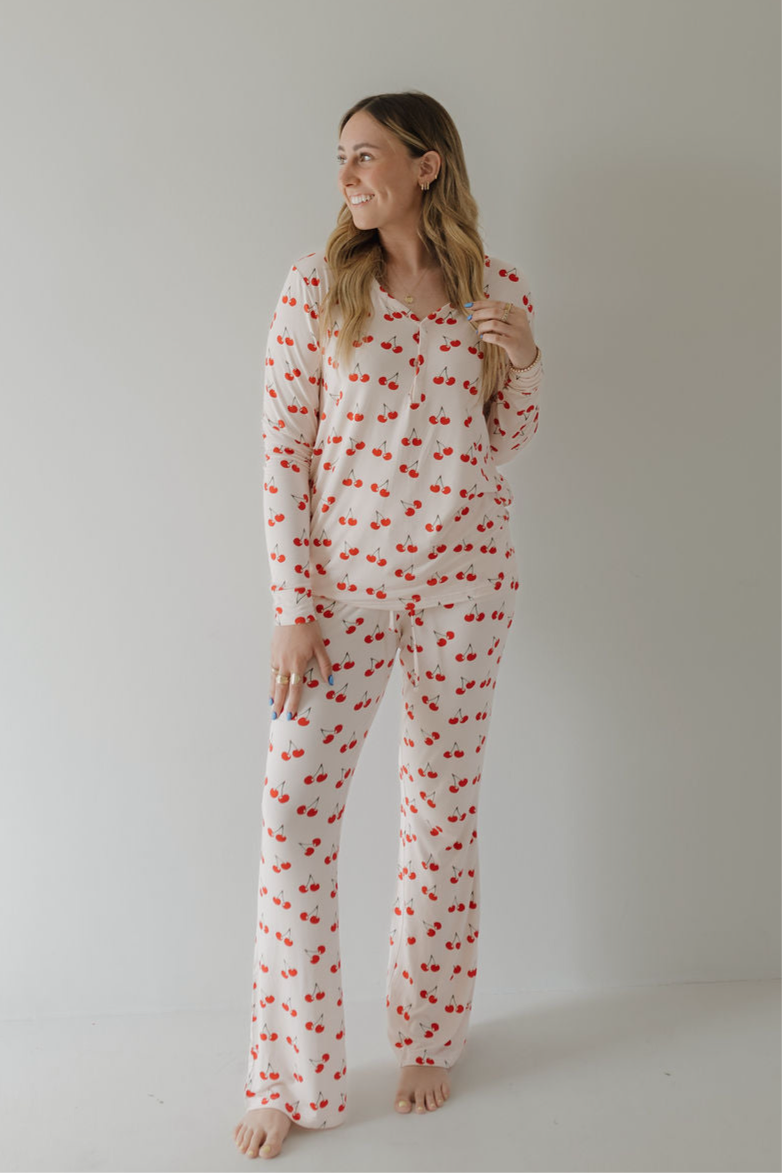 Women's Long Sleeve Bamboo Pajama | Cherry Orchard