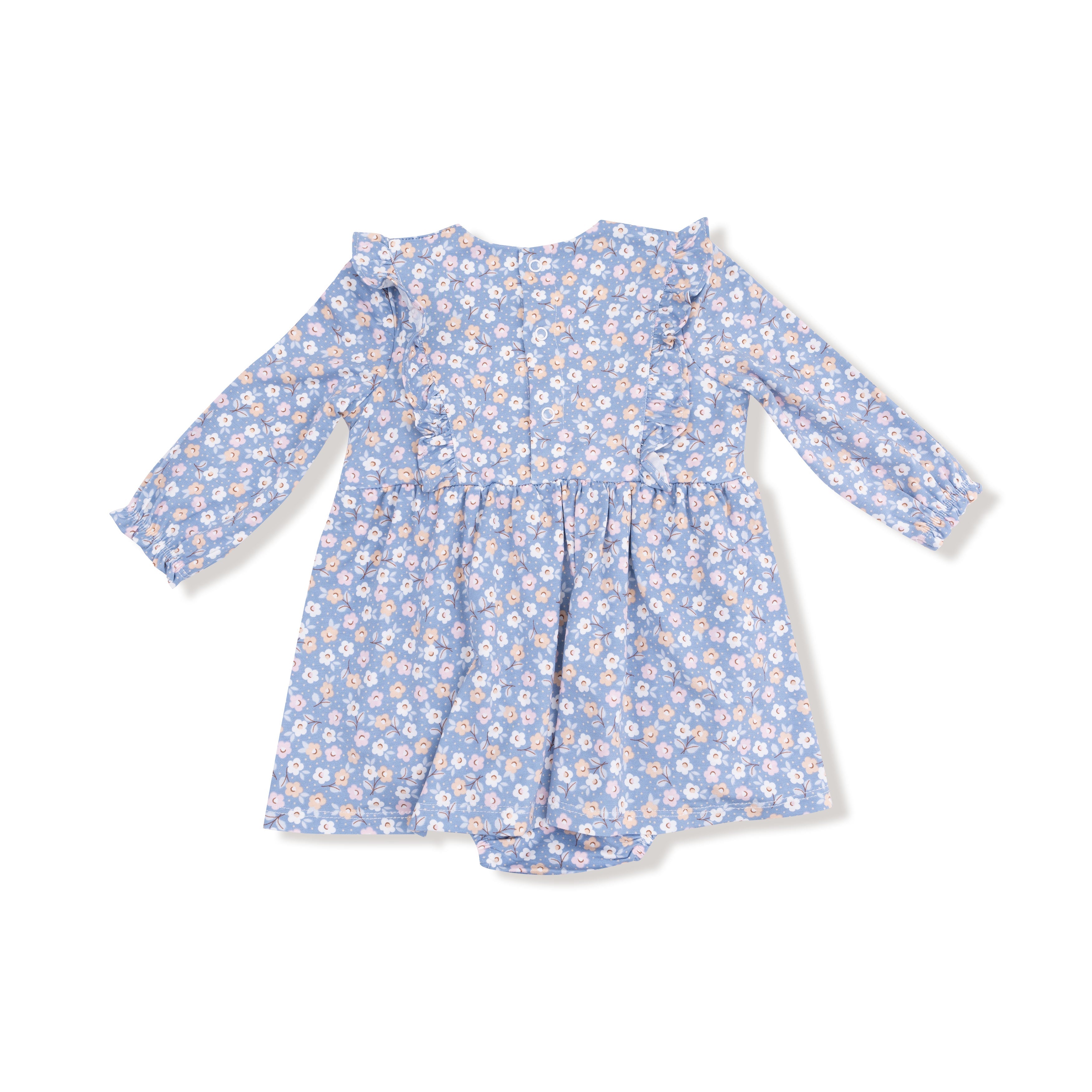 Ruffle Long Sleeve Bodysuit Dress