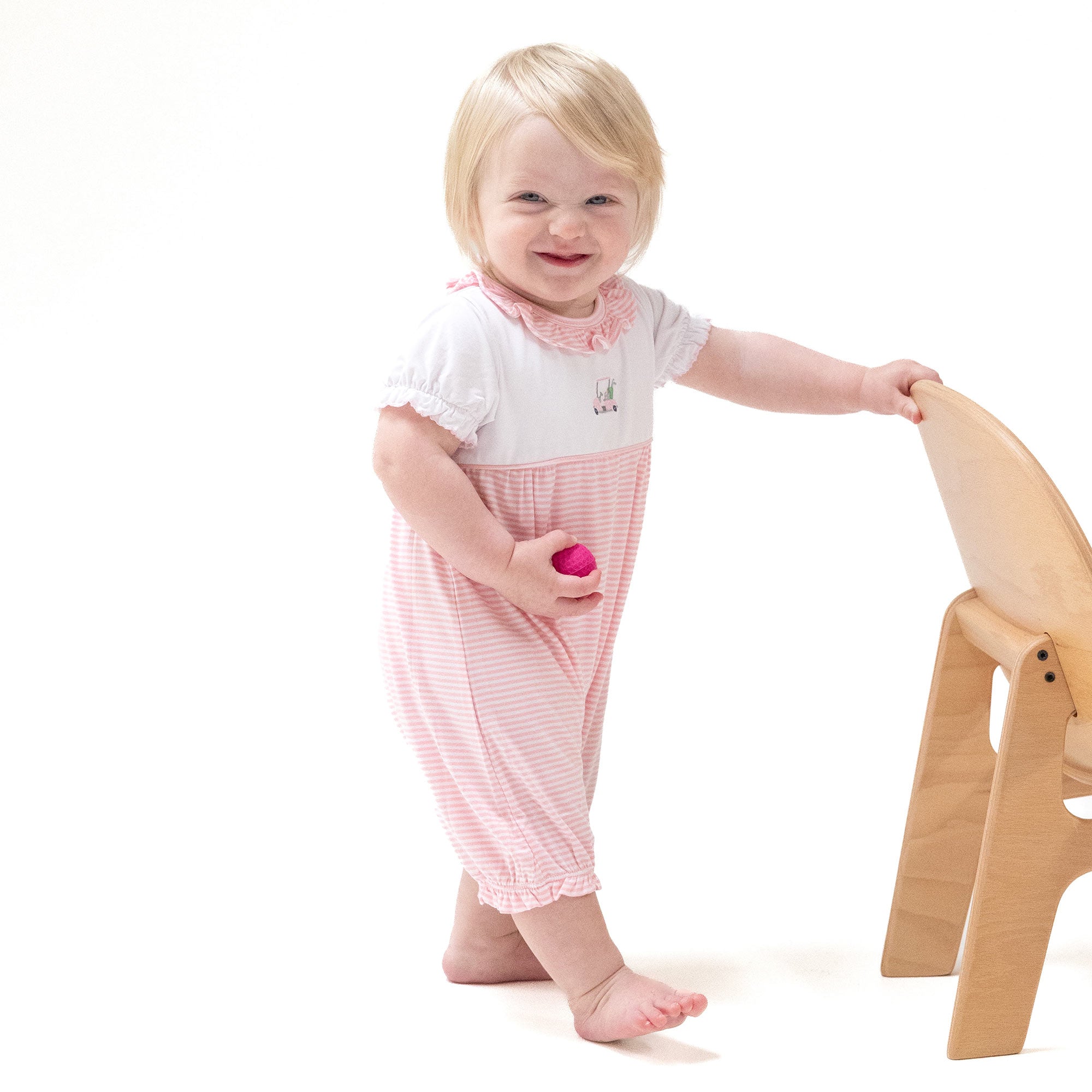 Ruffle Collar Romper With Piping And Picot