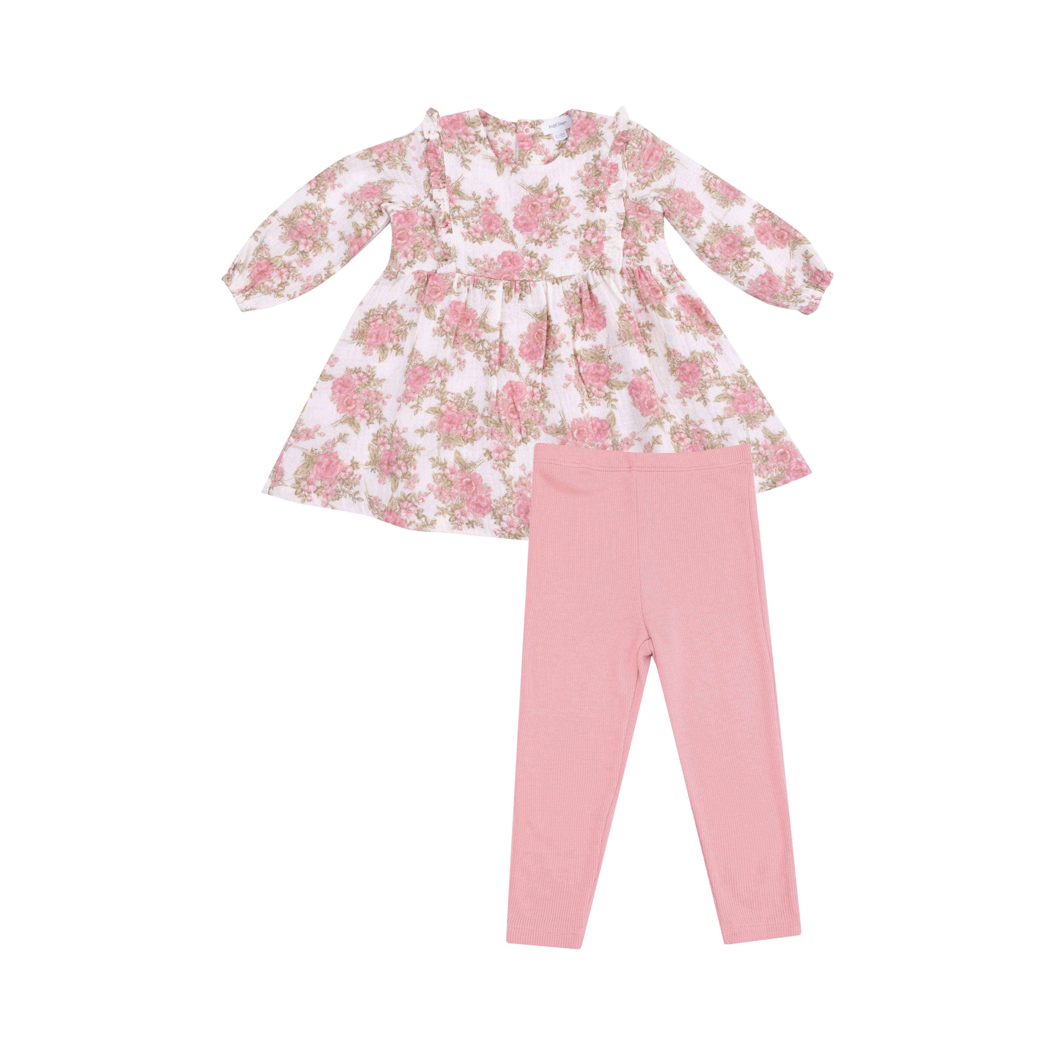 Ruffle Long Sleeve Dress And Ribbed Legging