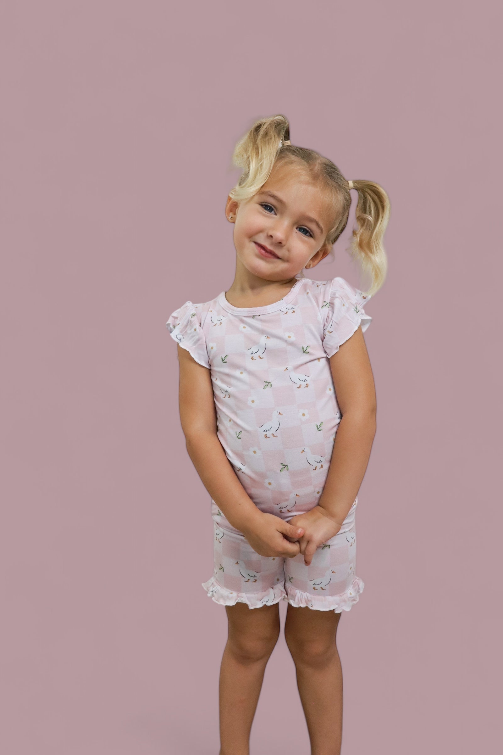 Exclusive Ducks And Daisies Dream Ruffle Short Set