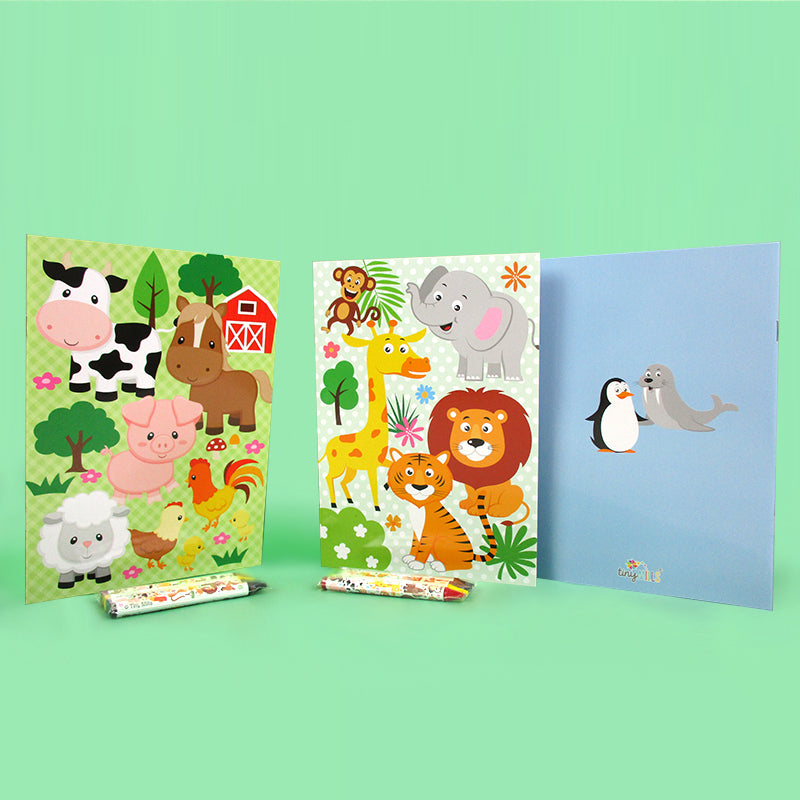Animal Coloring Books With Crayons Party Favors - Set Of 6 Or 12