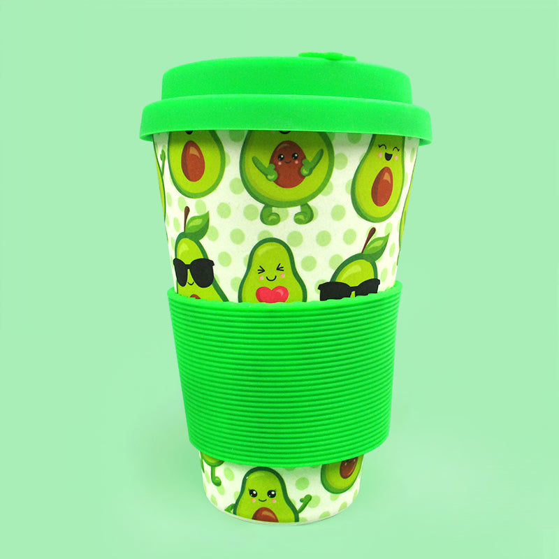 Eco-friendly Reusable Plant Fiber Travel Mug With Avocado Design