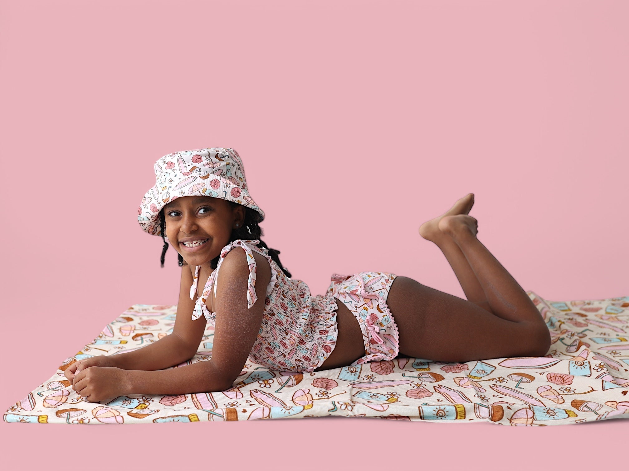 Fun In The Sun Dream Smocked Tankini Two Piece Swim Suit