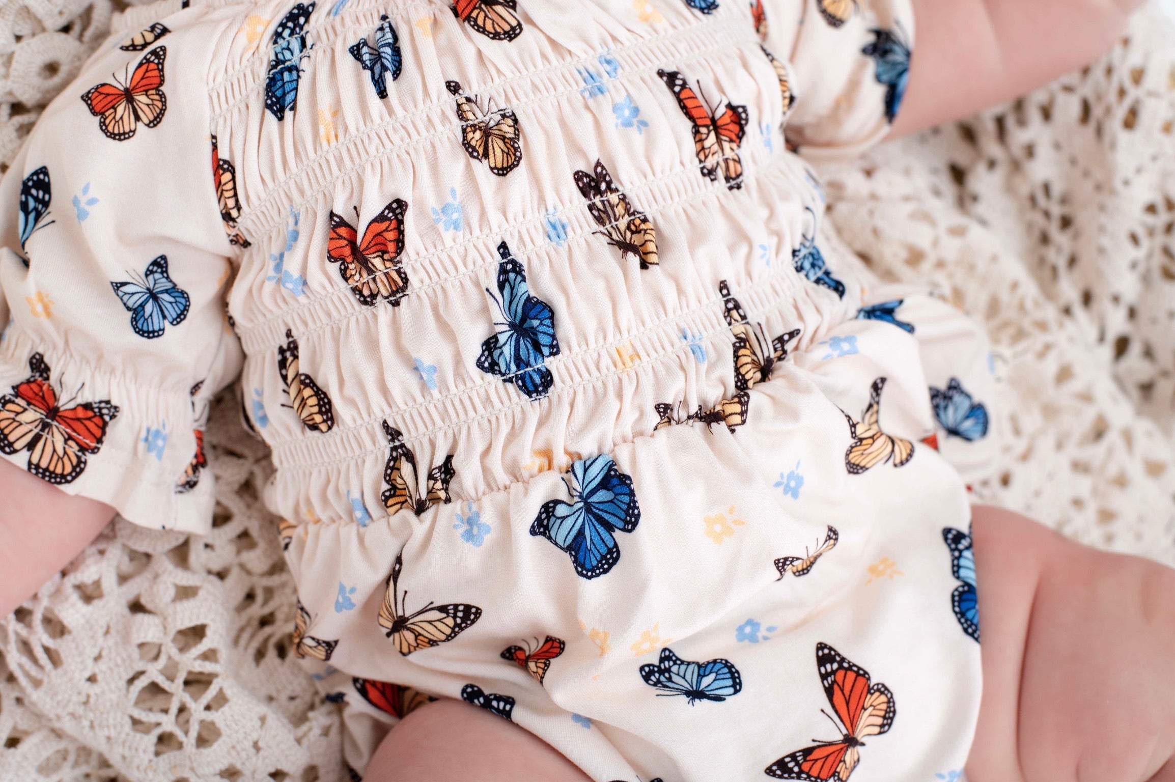Butterfly Dreams Smocked Bubble Romper
