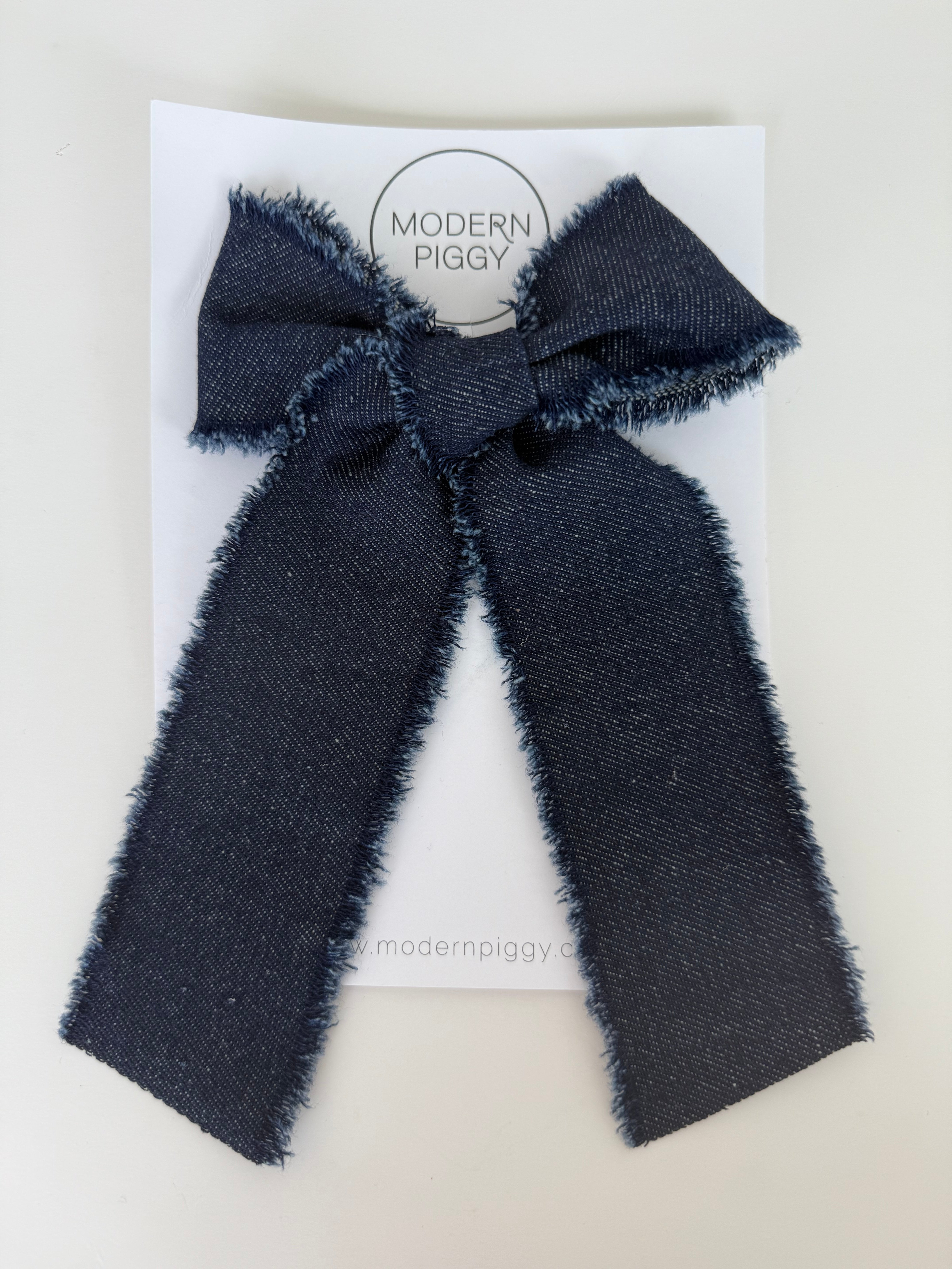 Midnight Denim | Statement Ribbon Bow