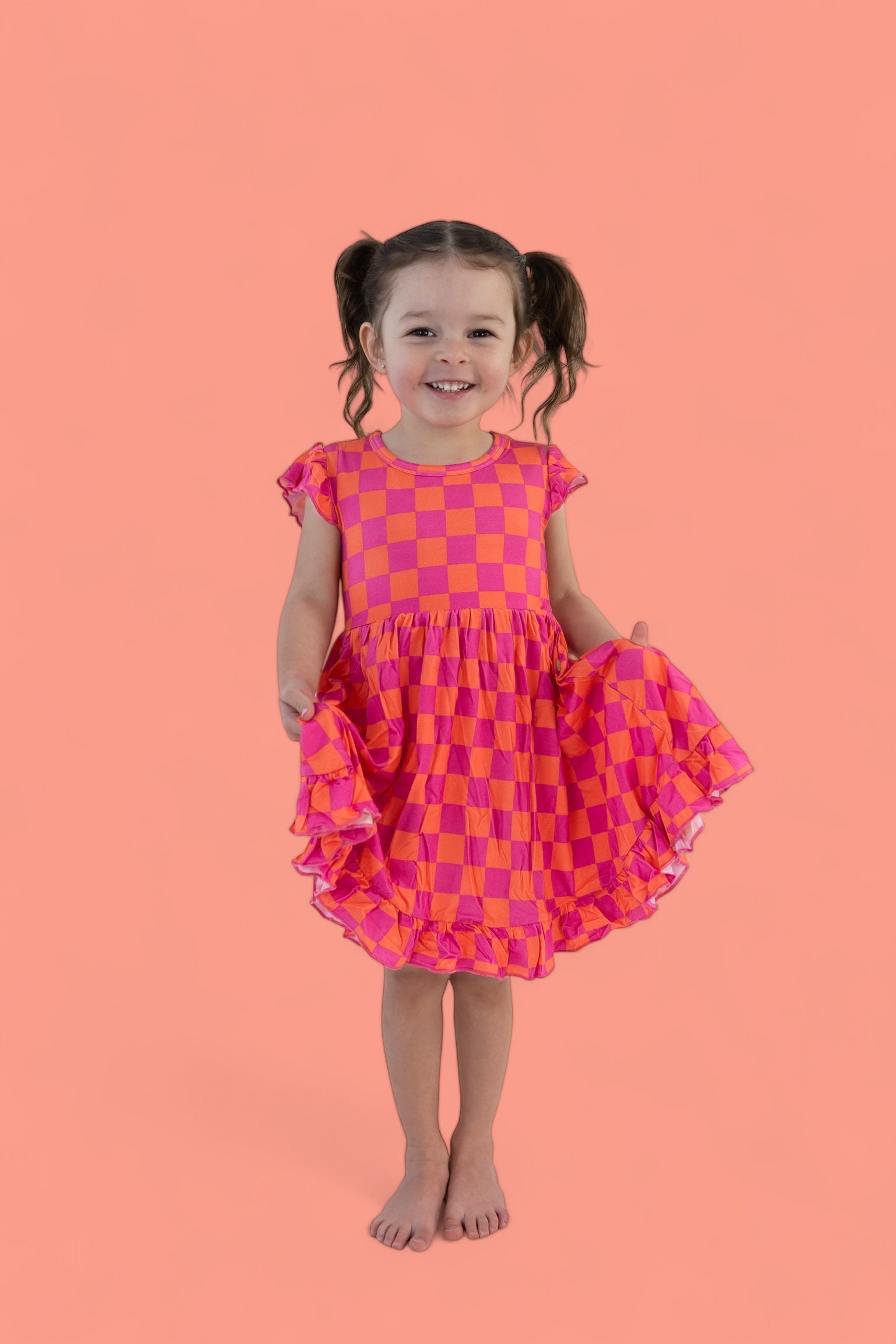 Neon Dreams Checkers Dream Ruffle Dress