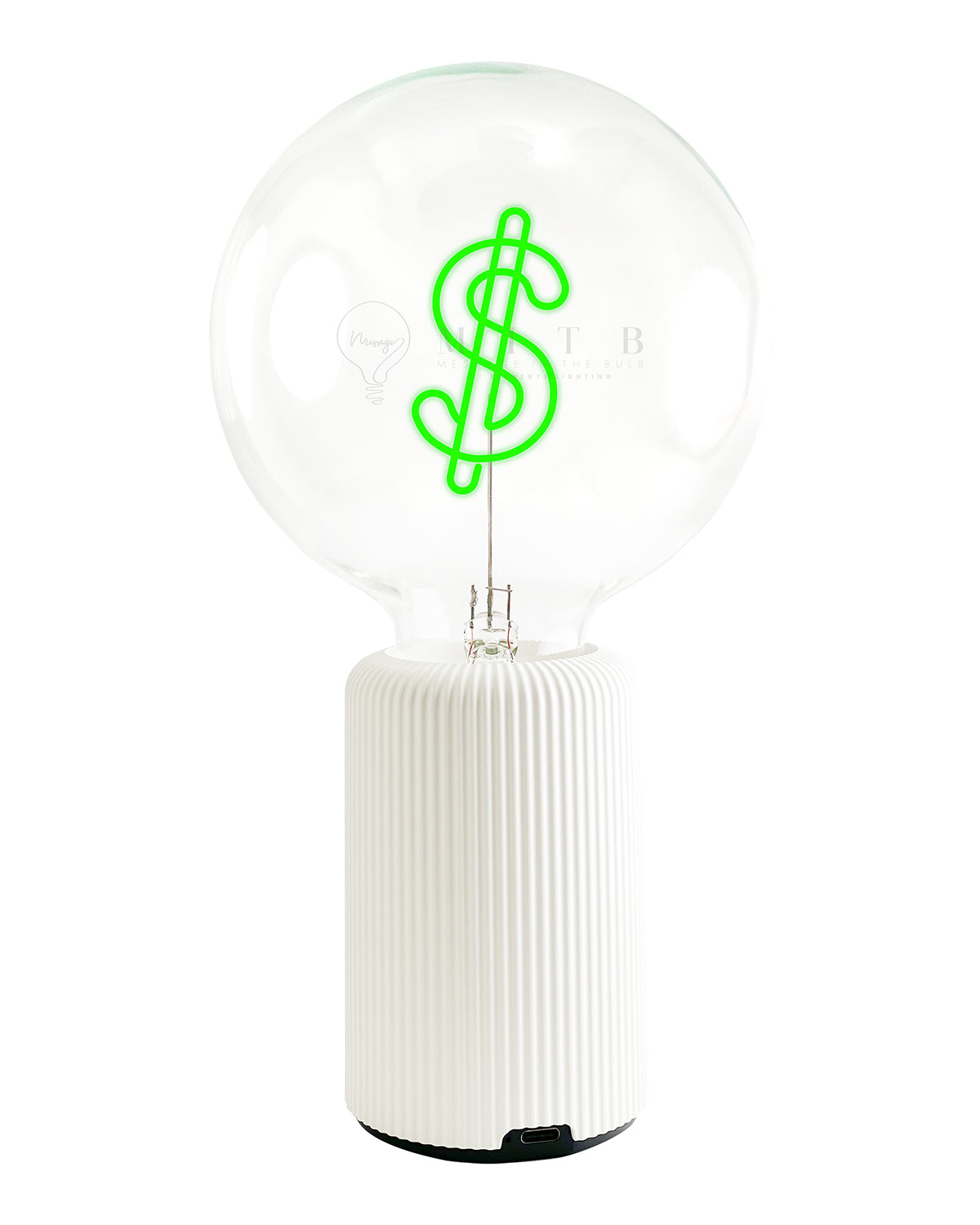 Mitb Bulb Dollar Green With Base Table Lamp Portable Pop Nomad