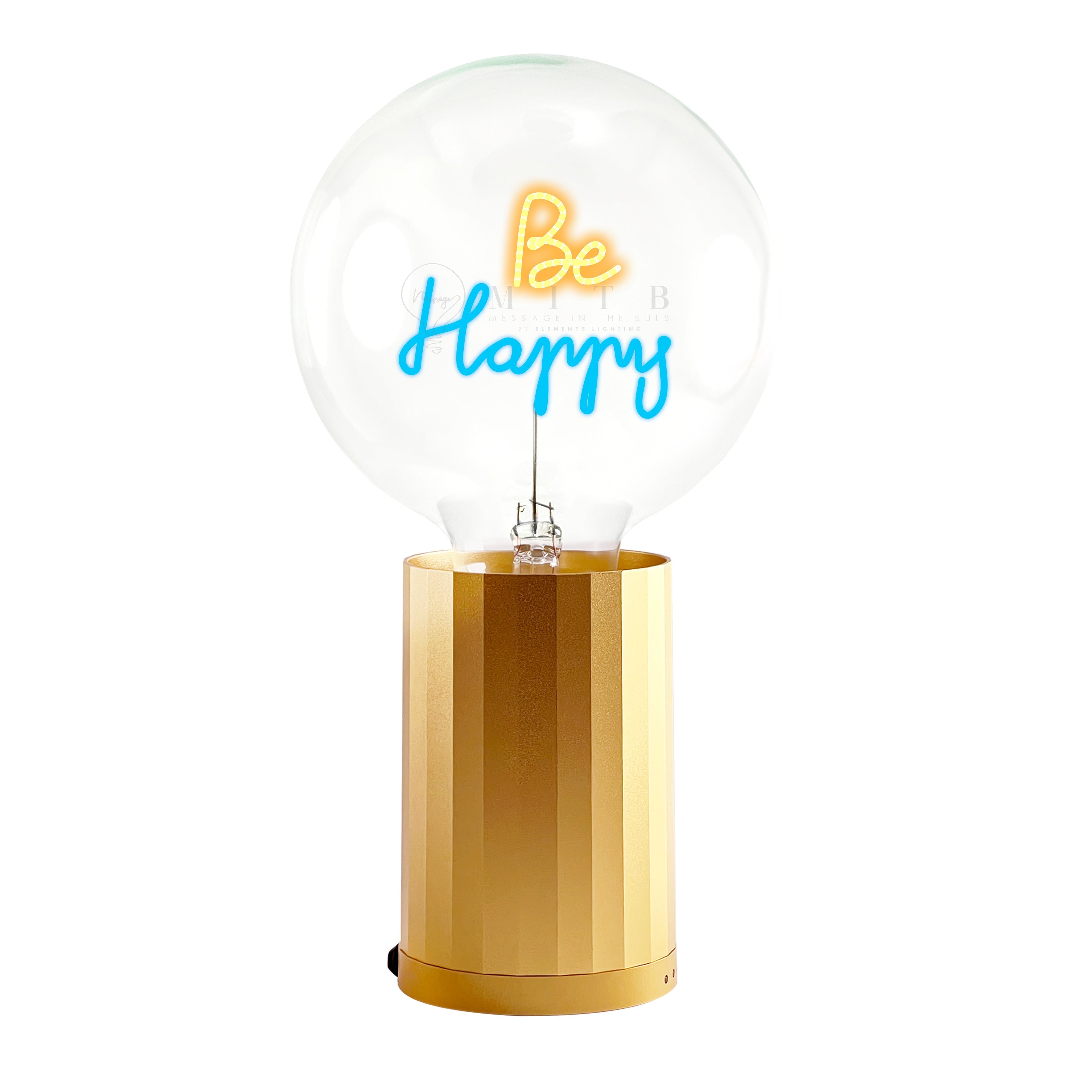 Mitb Bulb Be Happy Amber/ Blue With Base Table Lamp Portable