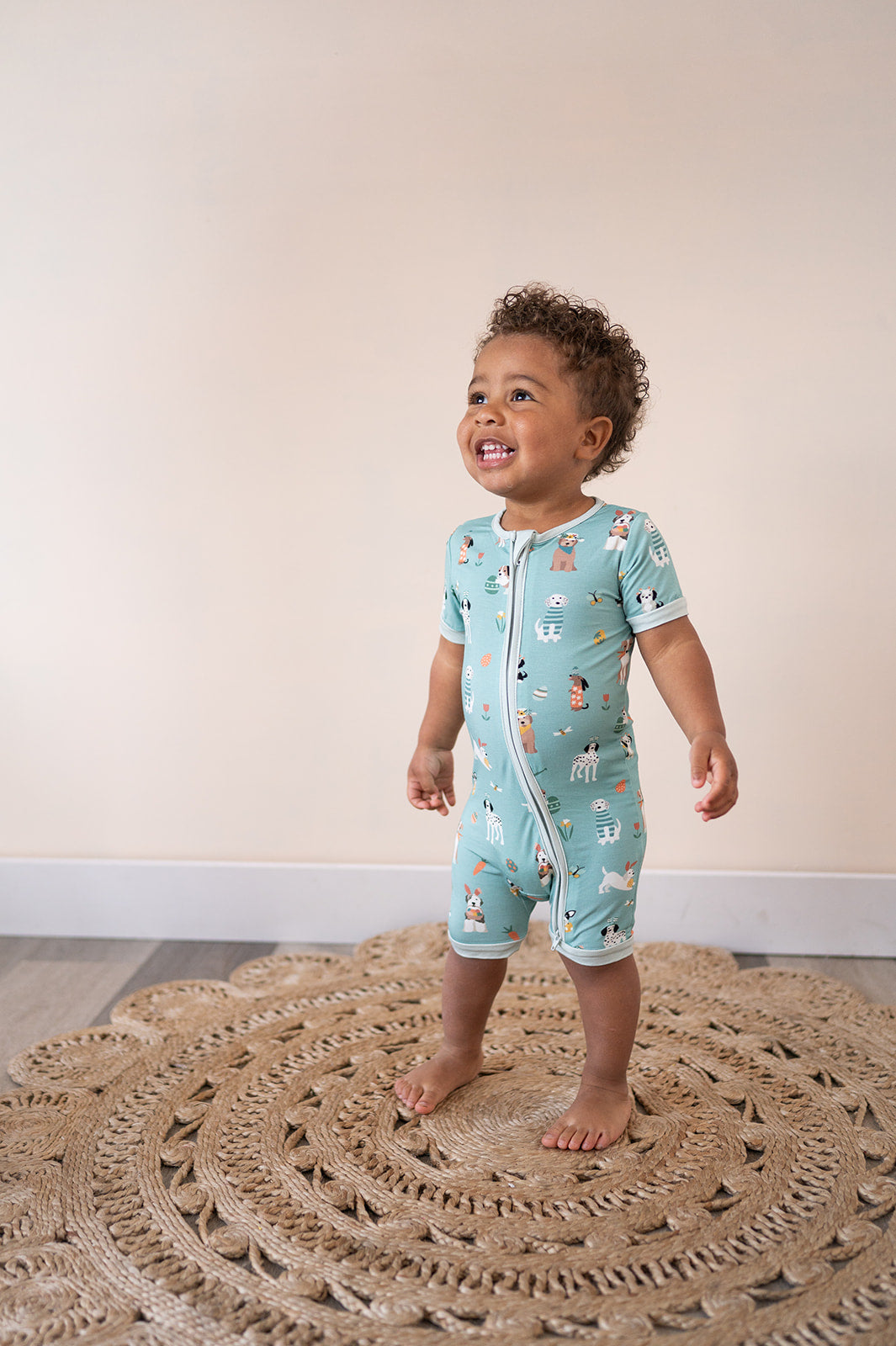 Puppy Egg Hunt (romper) - Aquamarine