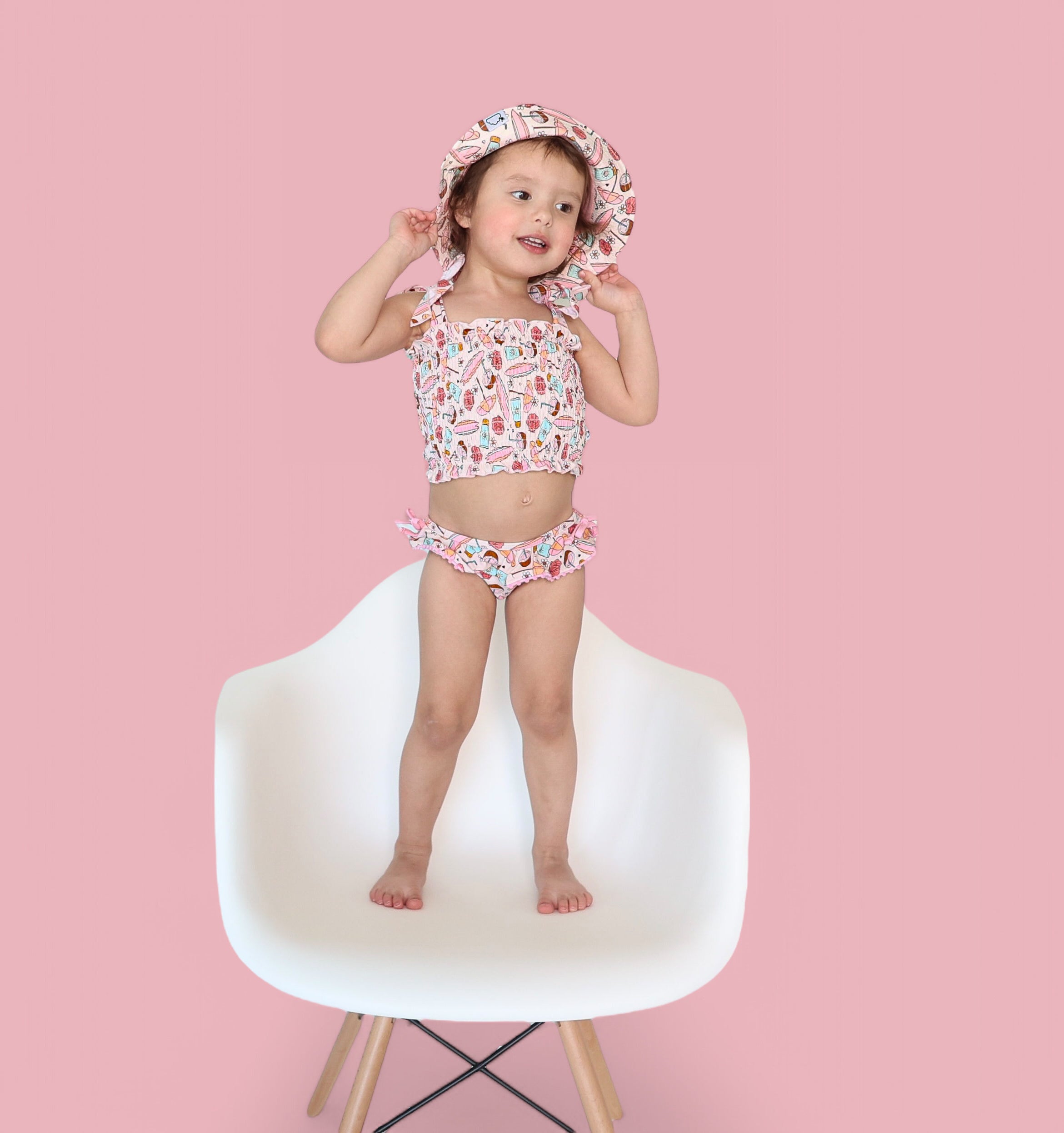 Fun In The Sun Dream Smocked Tankini Two Piece Swim Suit