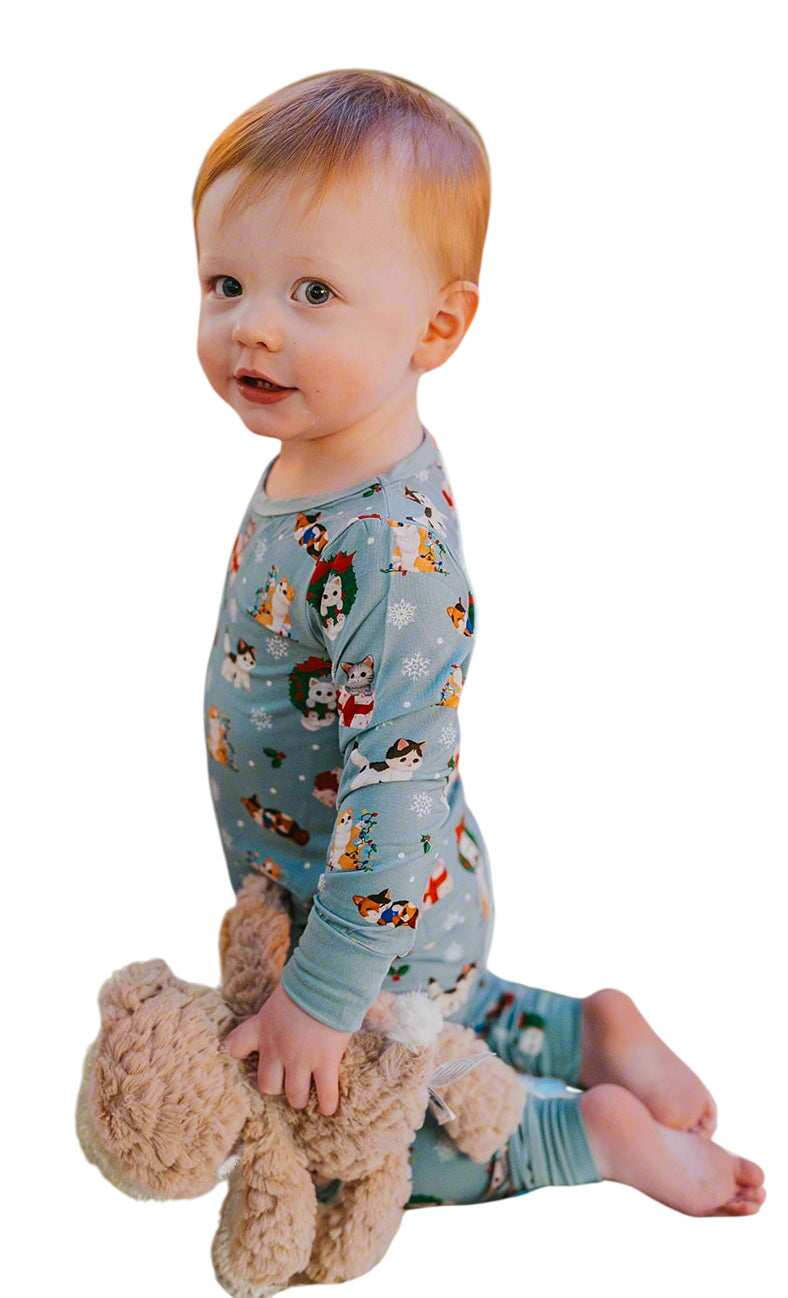 Whisker Wonderland Christmas Kittens Two Piece Bamboo Pajama Set
