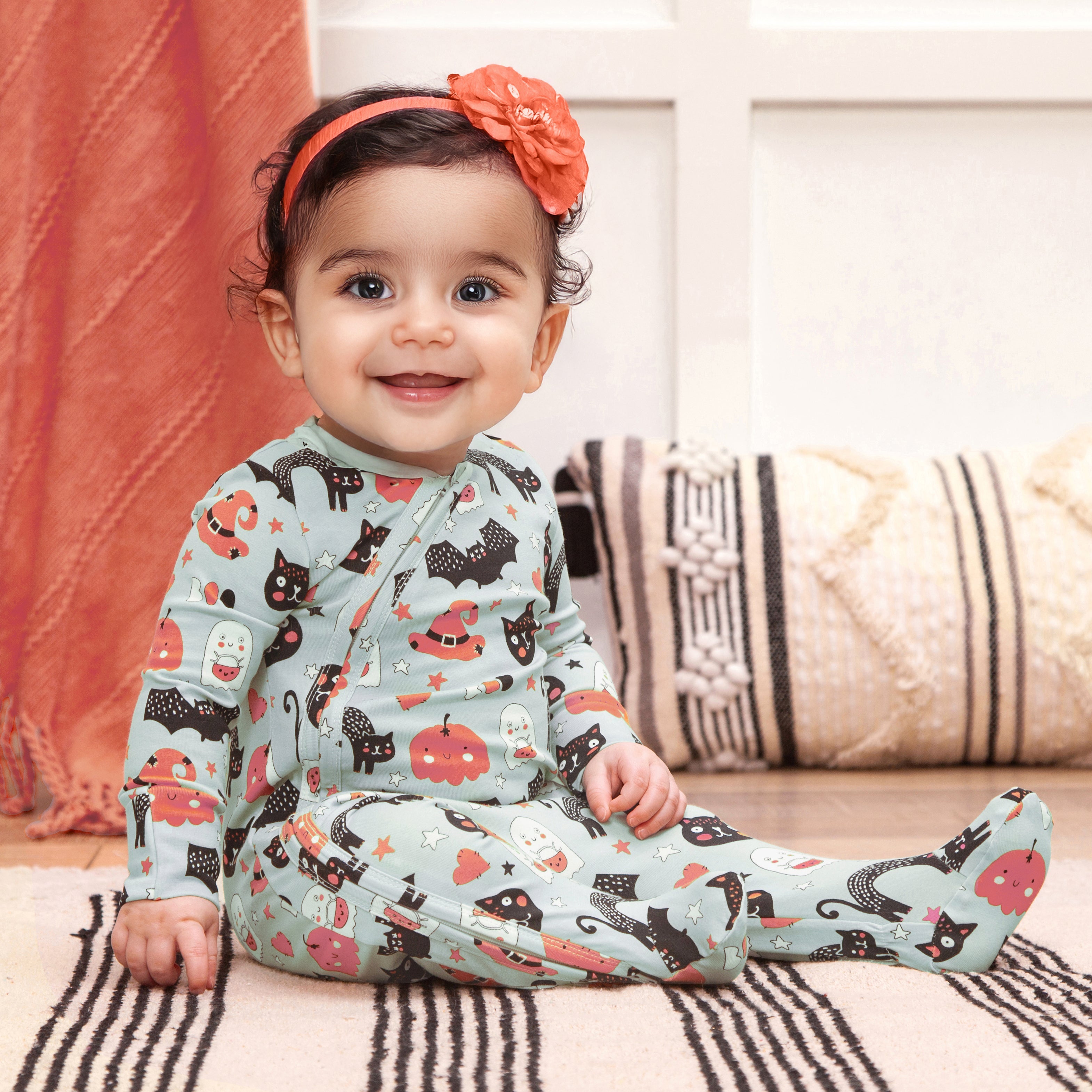 Halloween Pumpkin-pals Bamboo Zipper Romper