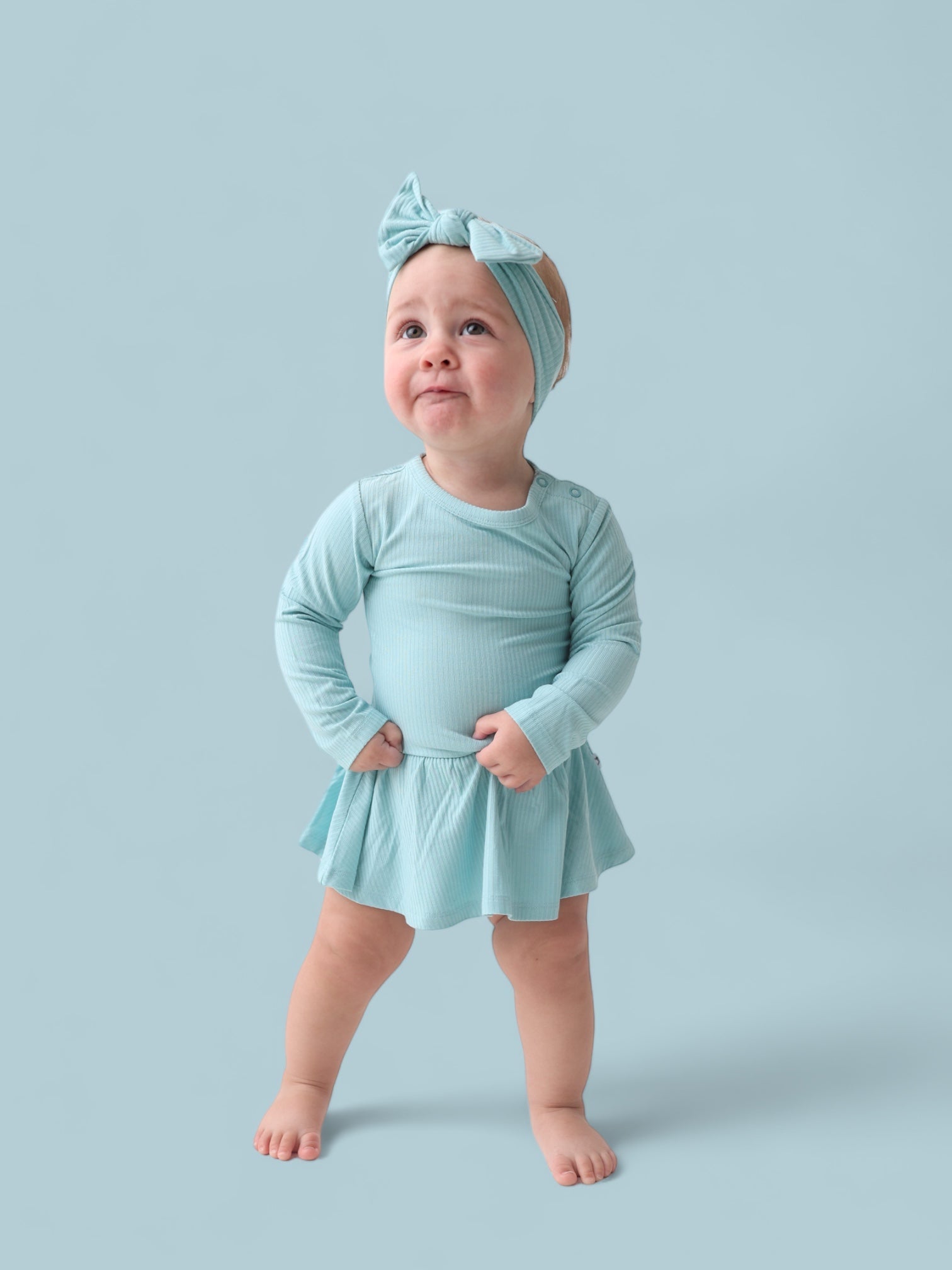 Hazy Blue Rib Dream Bodysuit Dress