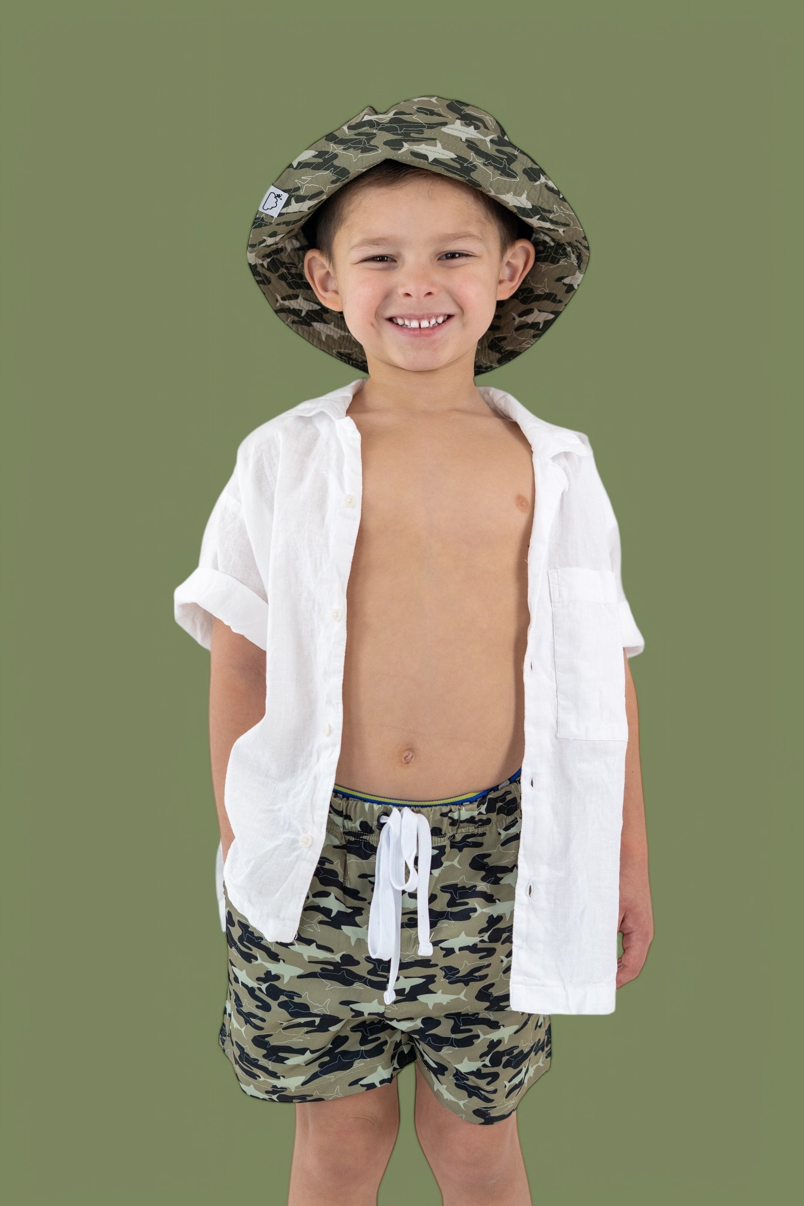 Camo Shark Boy's Dream Swim Trunks