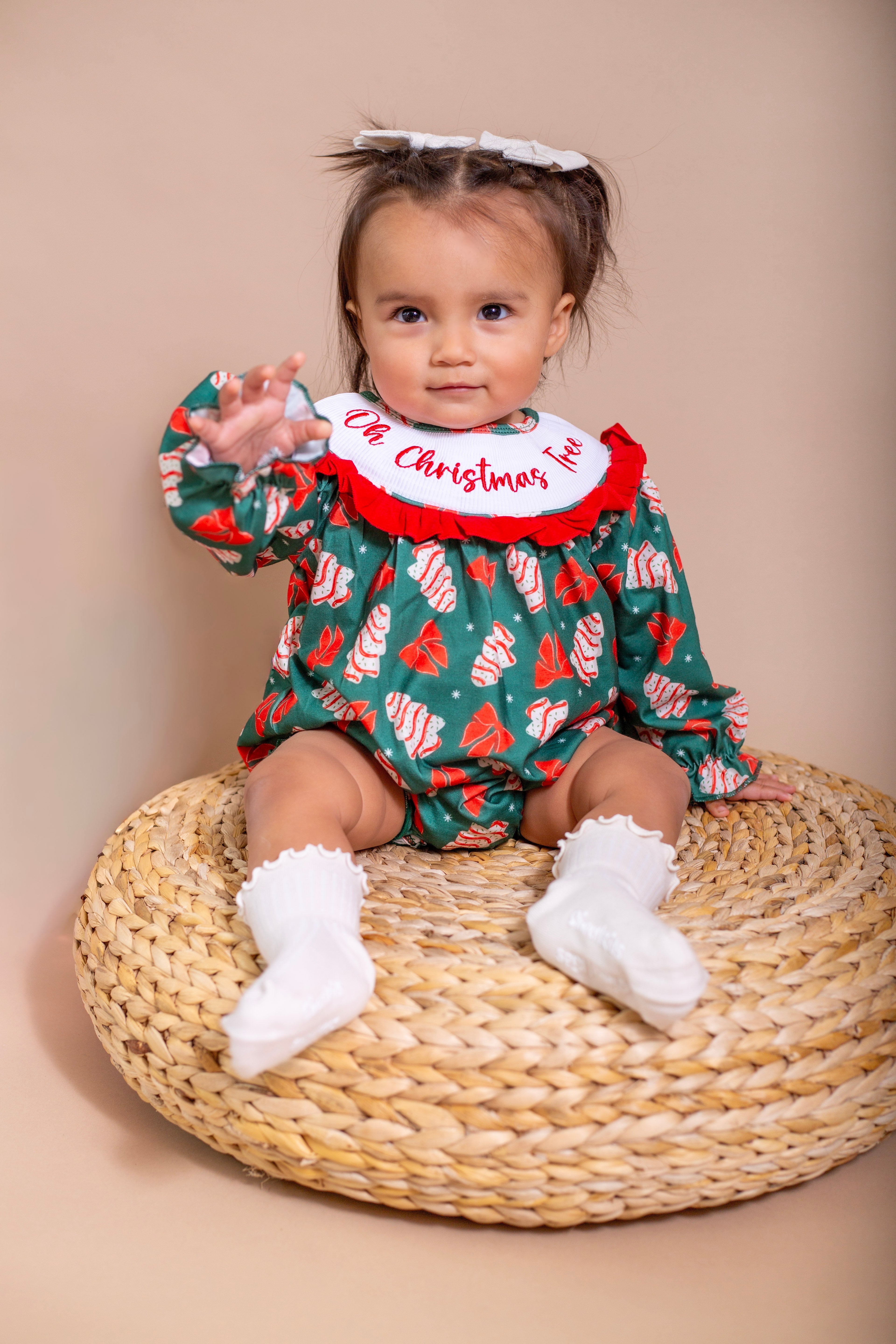 Christmas Cakes Smocked Ruffle Romper