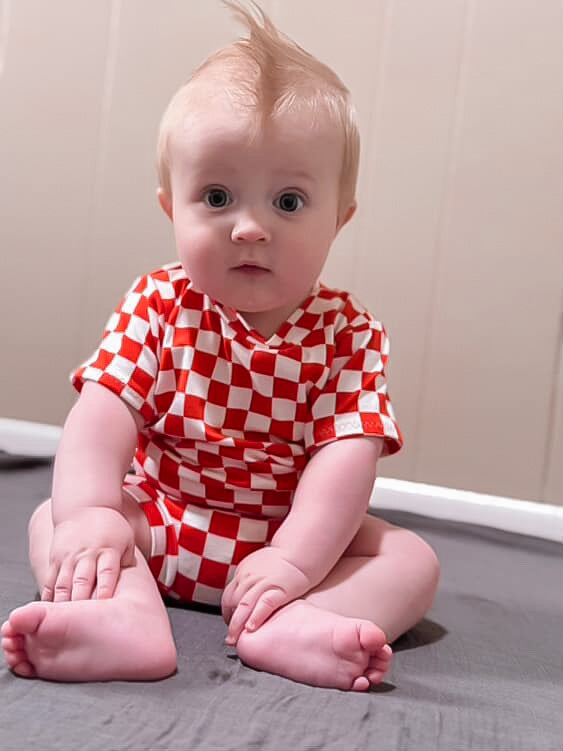 Orange Retro Checkered Summer Lounge Set
