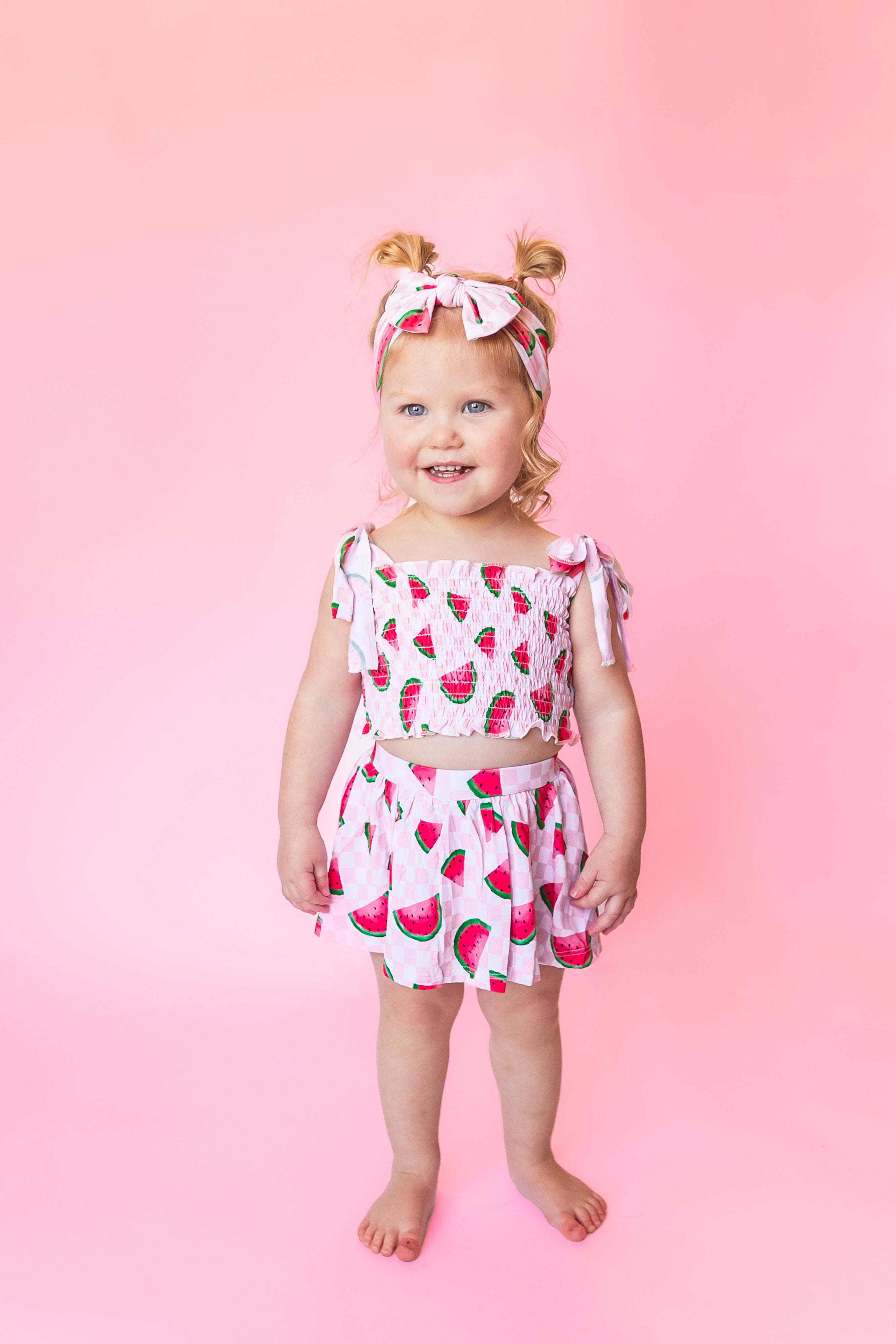 One In A Melon Checkers Dream Smocked Skort Set