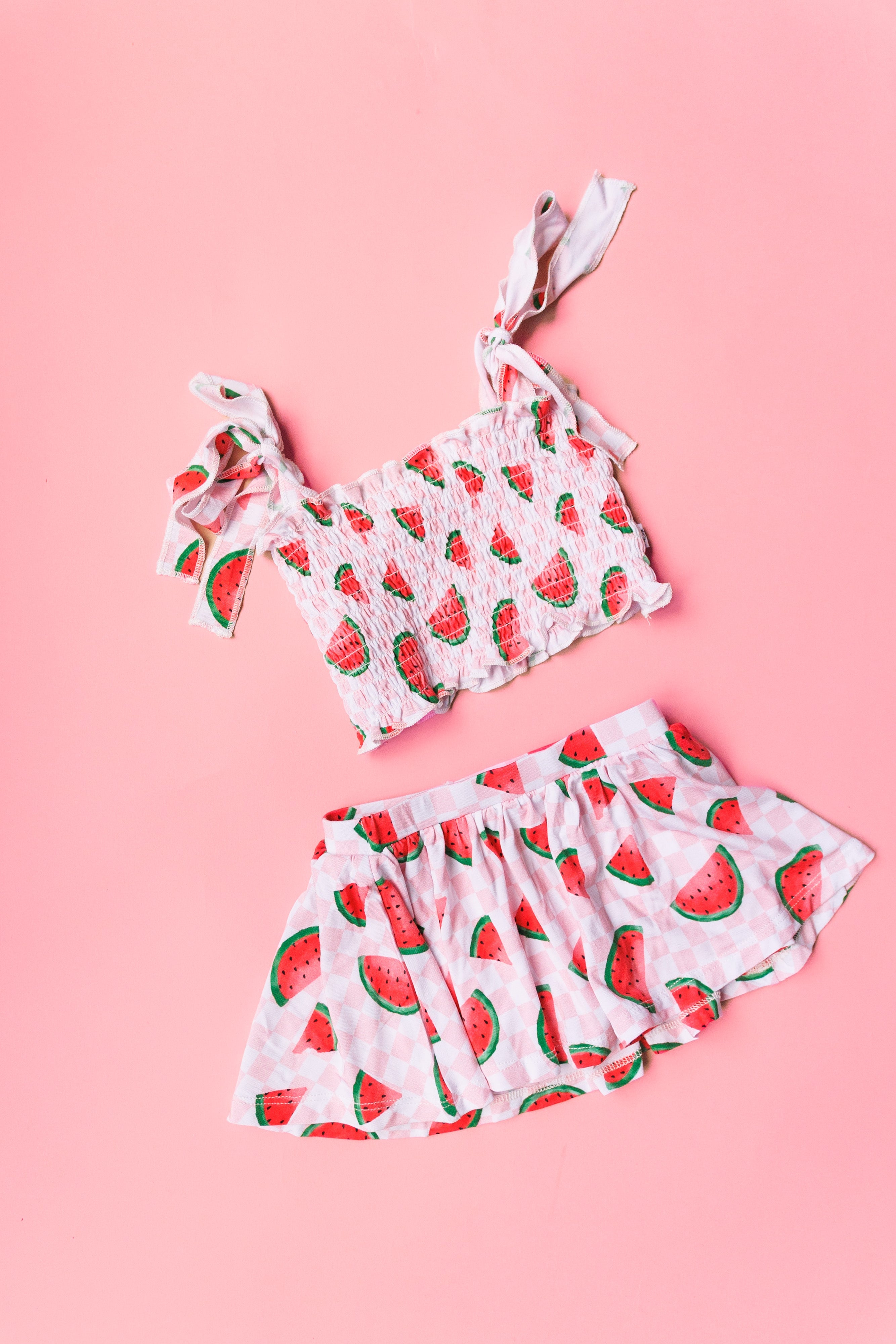 One In A Melon Checkers Dream Smocked Skort Set