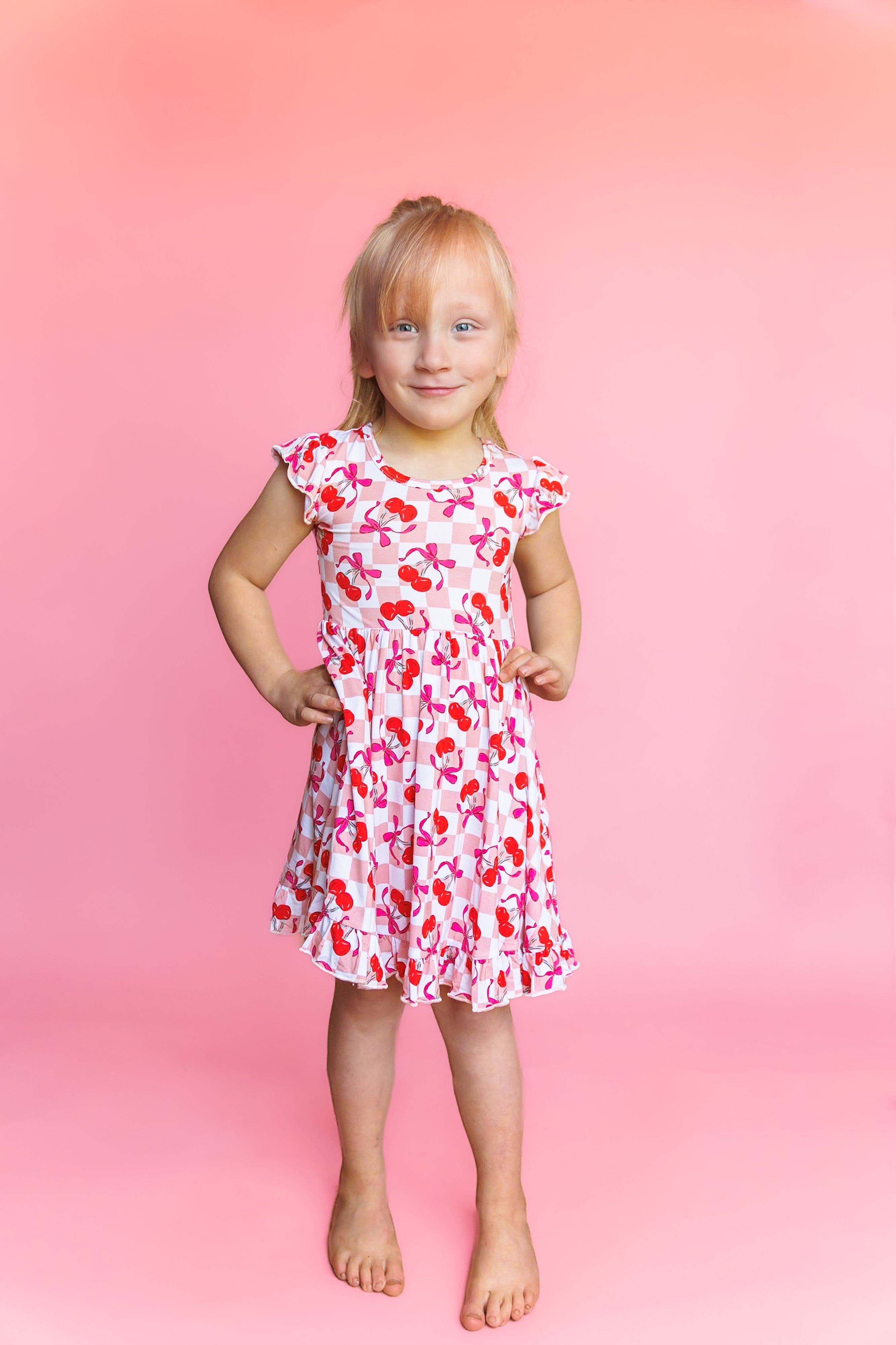 Cherry Sweet Checkers Dream Ruffle Dress