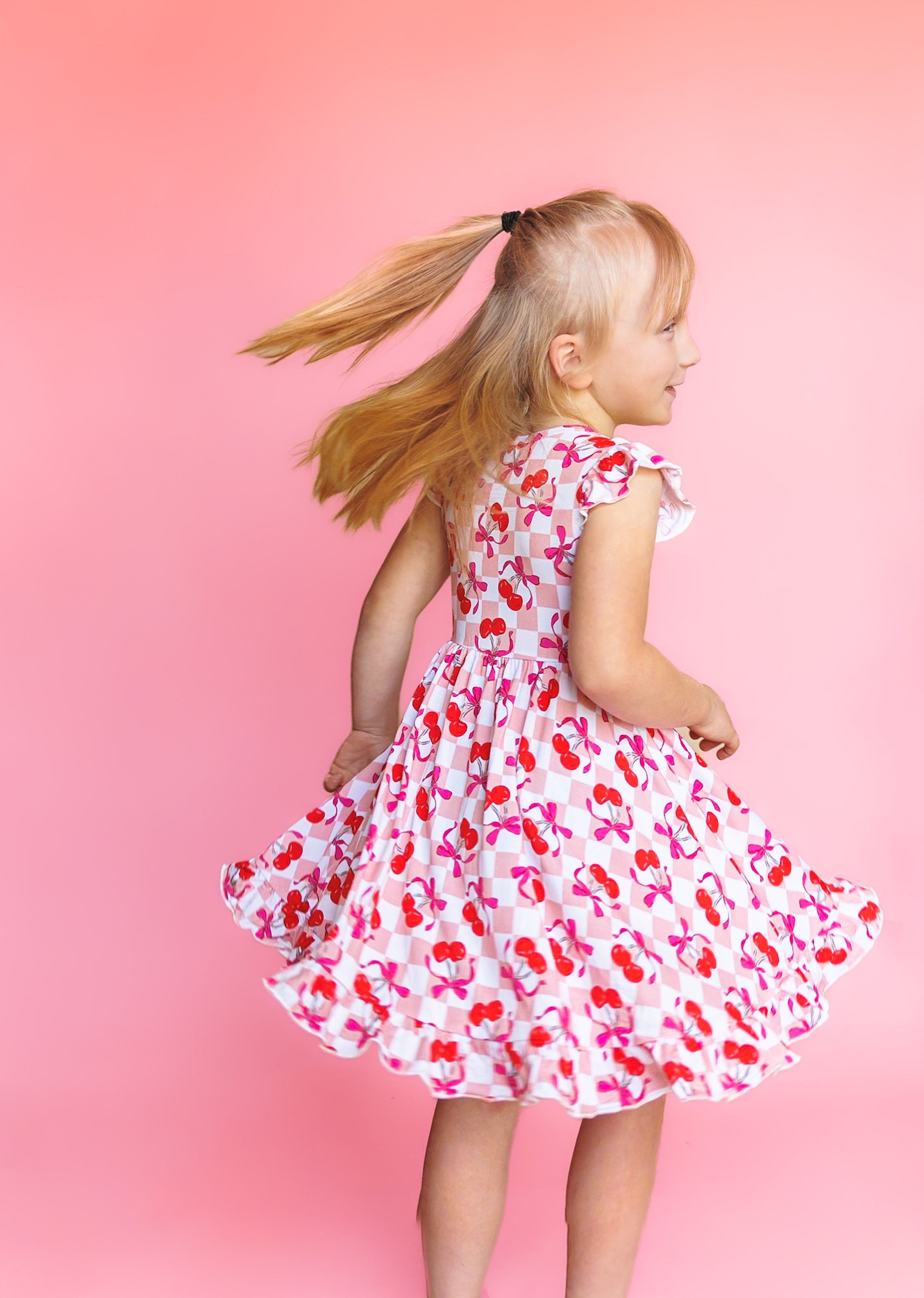 Cherry Sweet Checkers Dream Ruffle Dress