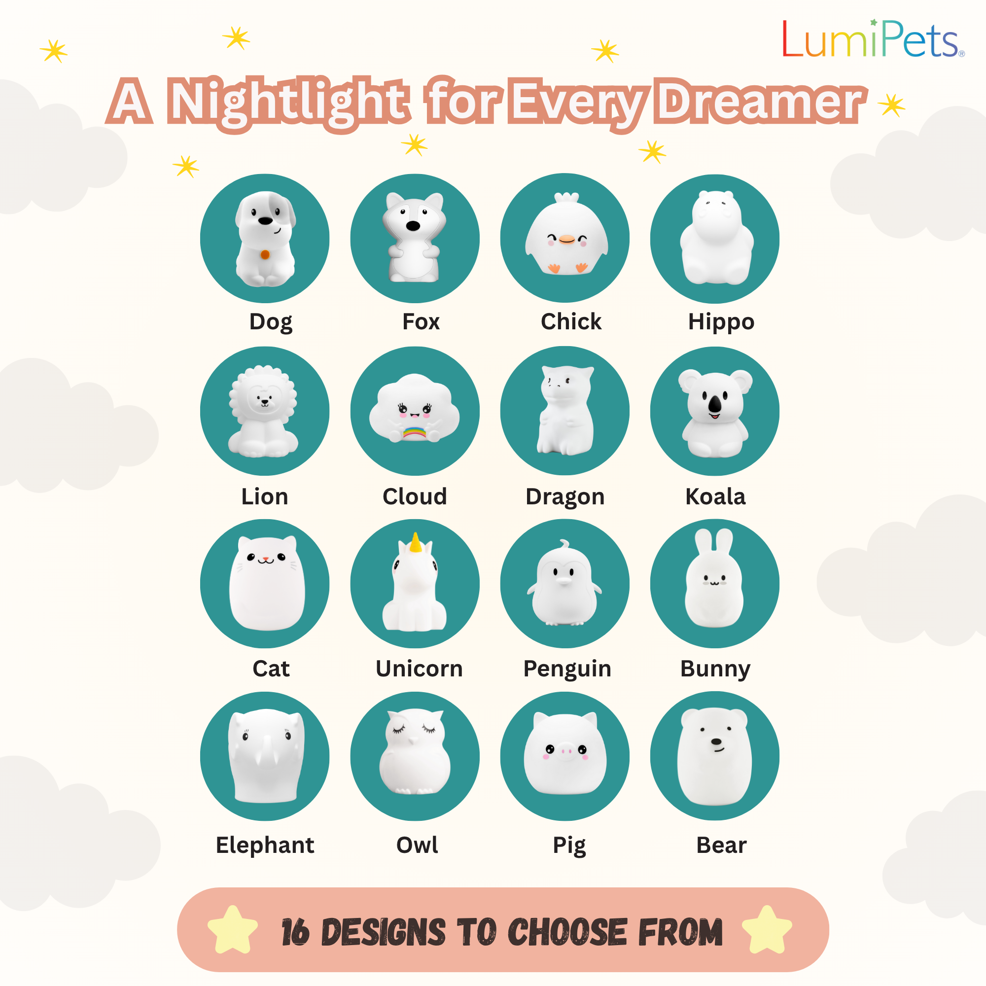 Lumipets® Pebbles The Penguin- Children's Touch Night Light