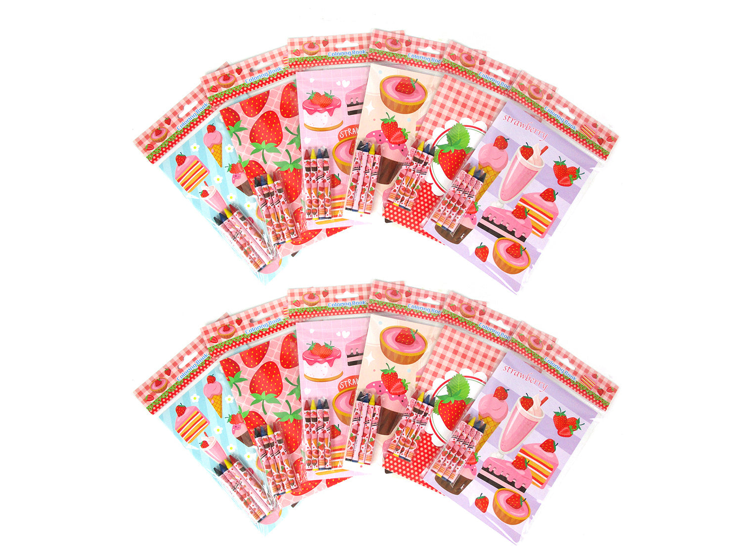 Strawberry Coloring Books With Crayons Party Favors - Set Of 6 Or 12
