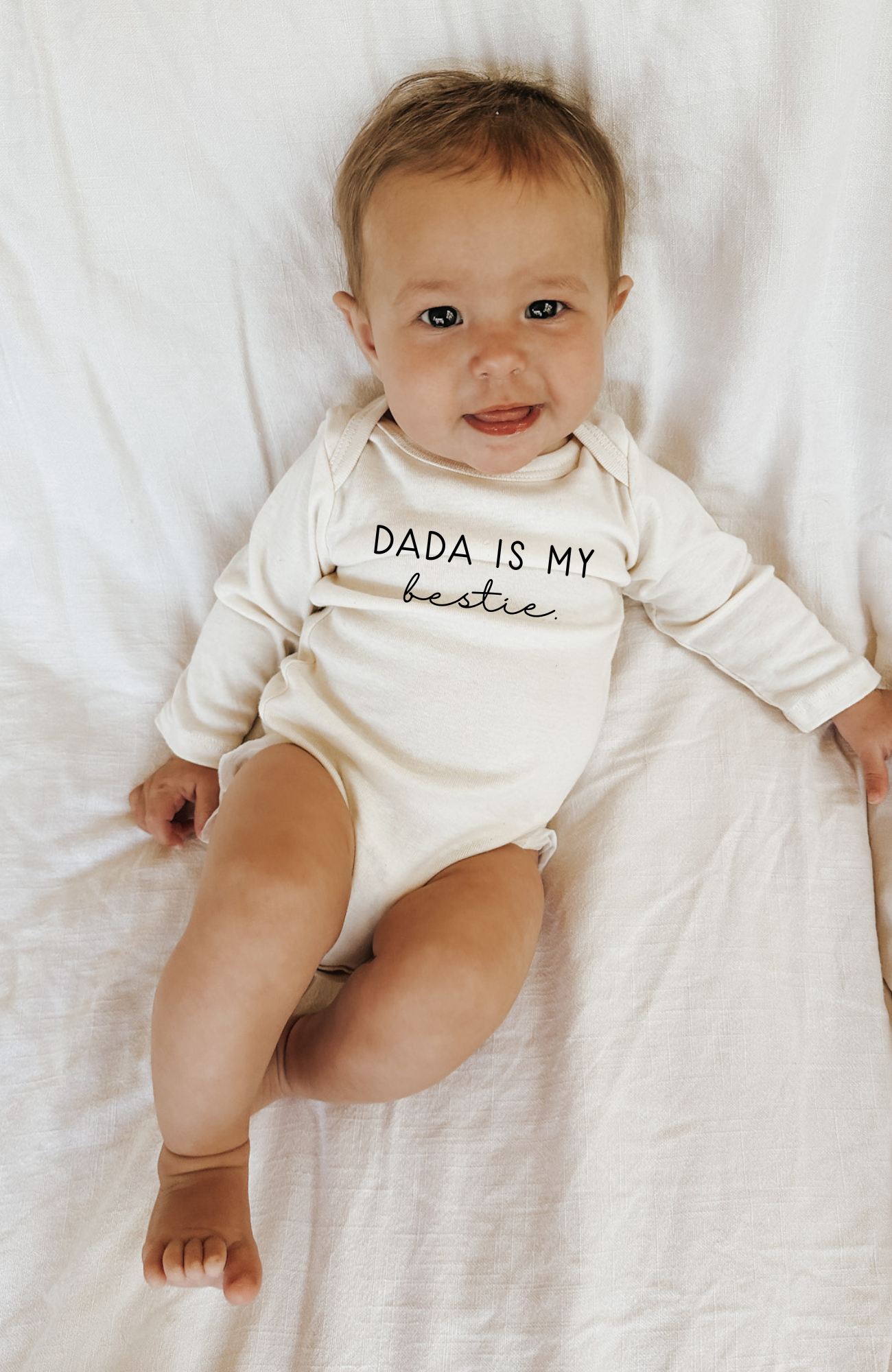 Dada Is My Bestie Organic Cotton Baby Bodysuit Long Sleeve