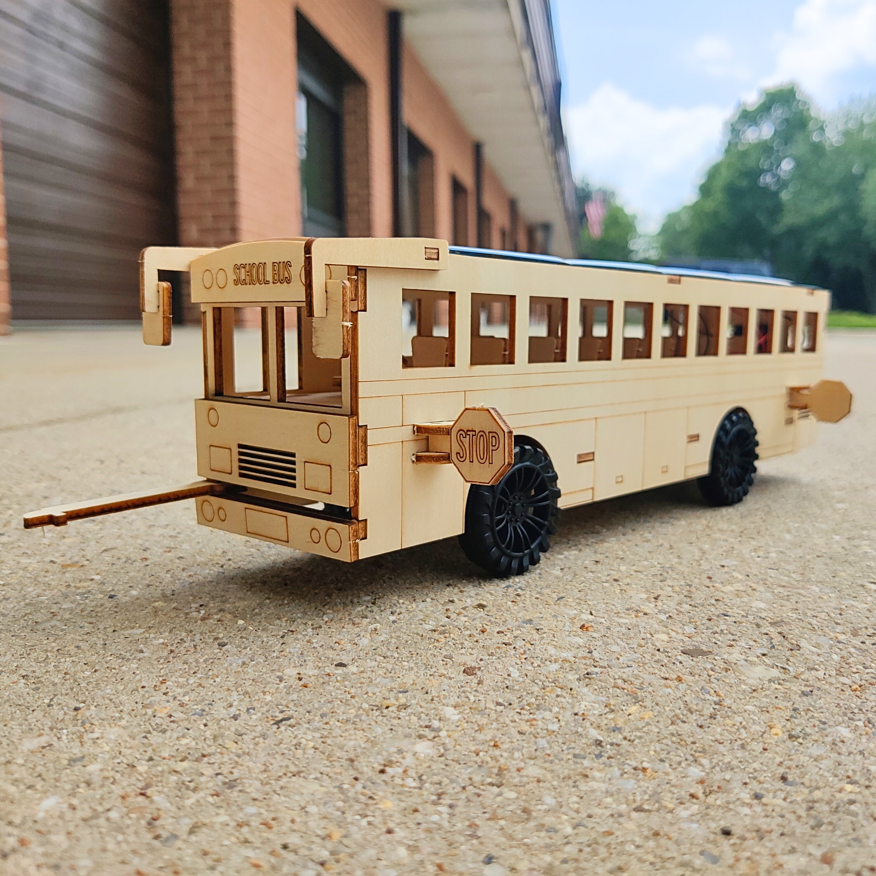 Dual Power School Bus Stem Kit – Build, Paint & Personalize | Battery + Solar Powered