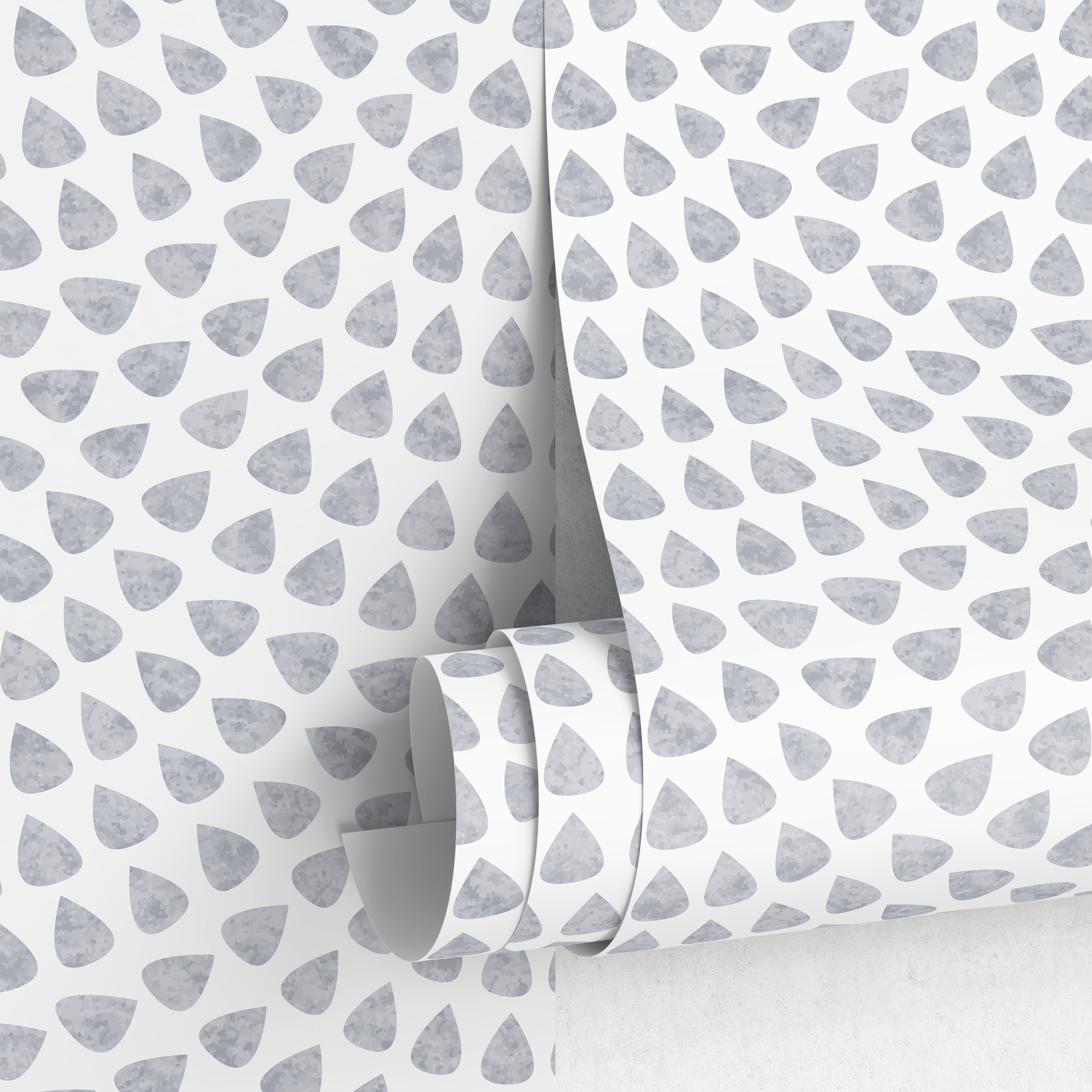 Abstract Wallpaper With A Scalloped Teardrop Motif In Gray - A064