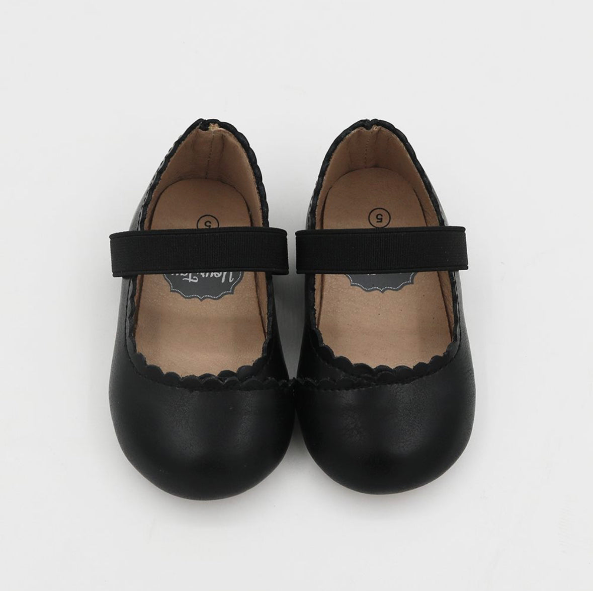 Taila's - Elastic Band Mary Jane - Black Smooth Leather