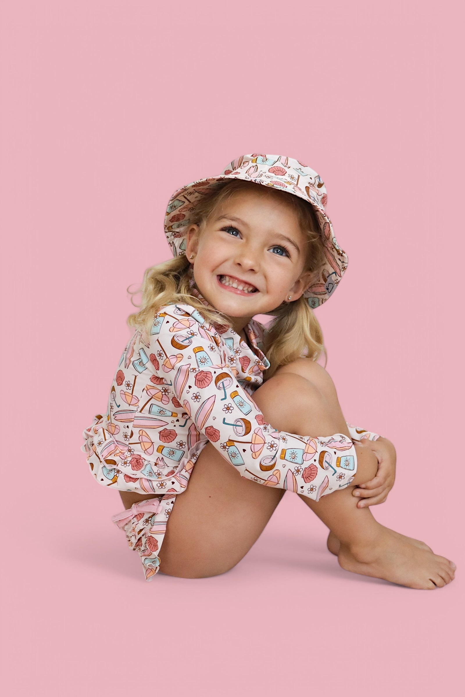 Fun In The Sun Dream Two-piece Rash Guard Ruffle Swim Suit